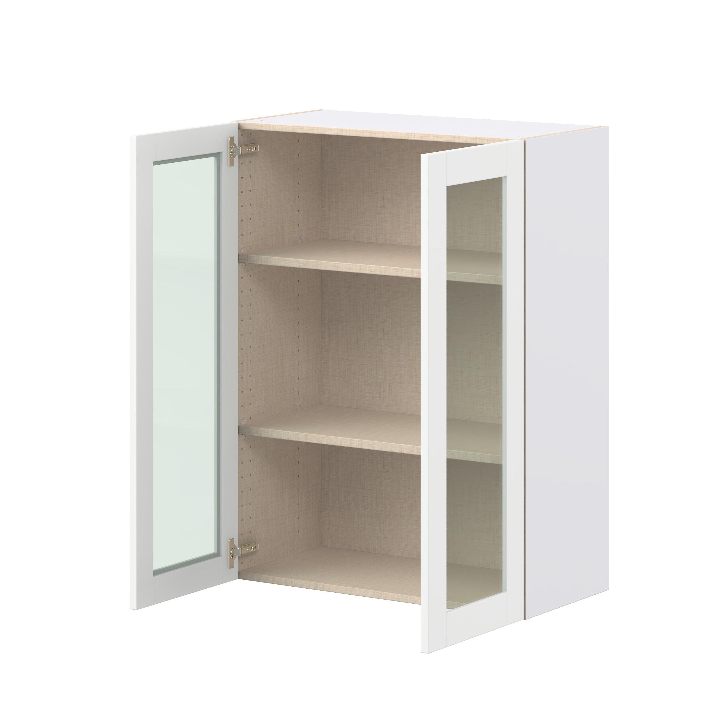 Summerhill 30 in. Bright White Wall Cabinet with Glass Door