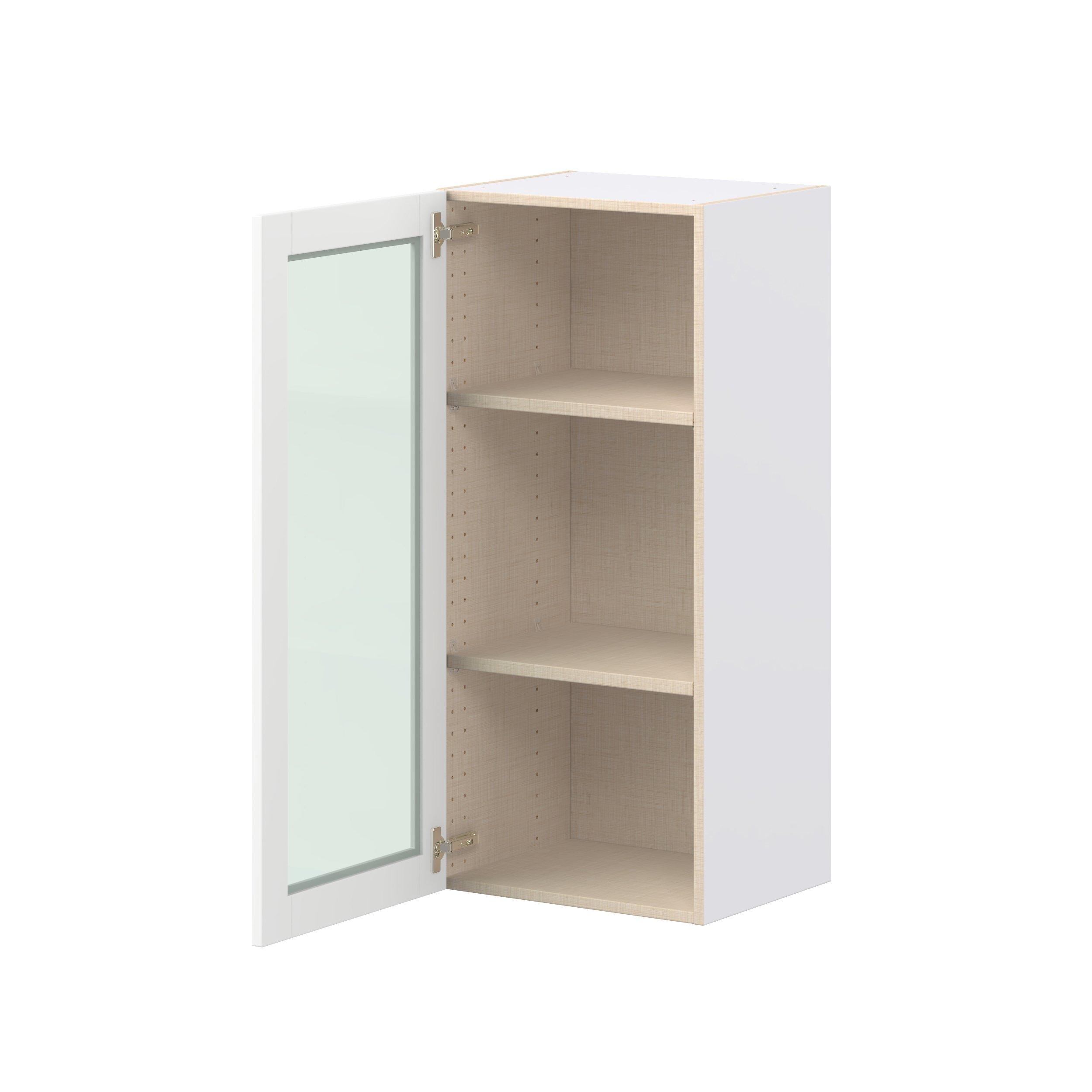 Summerhill 18 in. Bright White Wall Cabinet with Glass Door