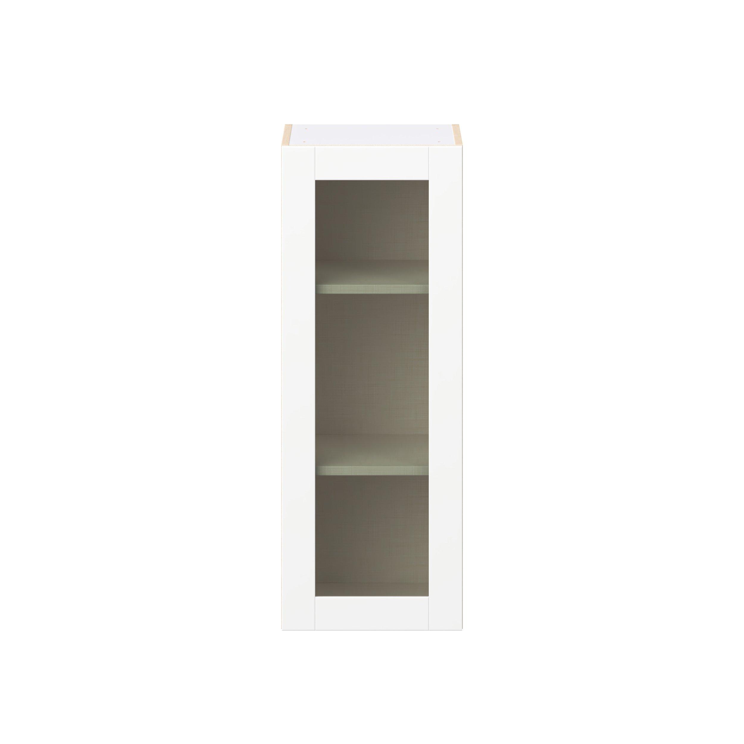 Summerhill 15 in. Bright White Wall Cabinet with Glass Door