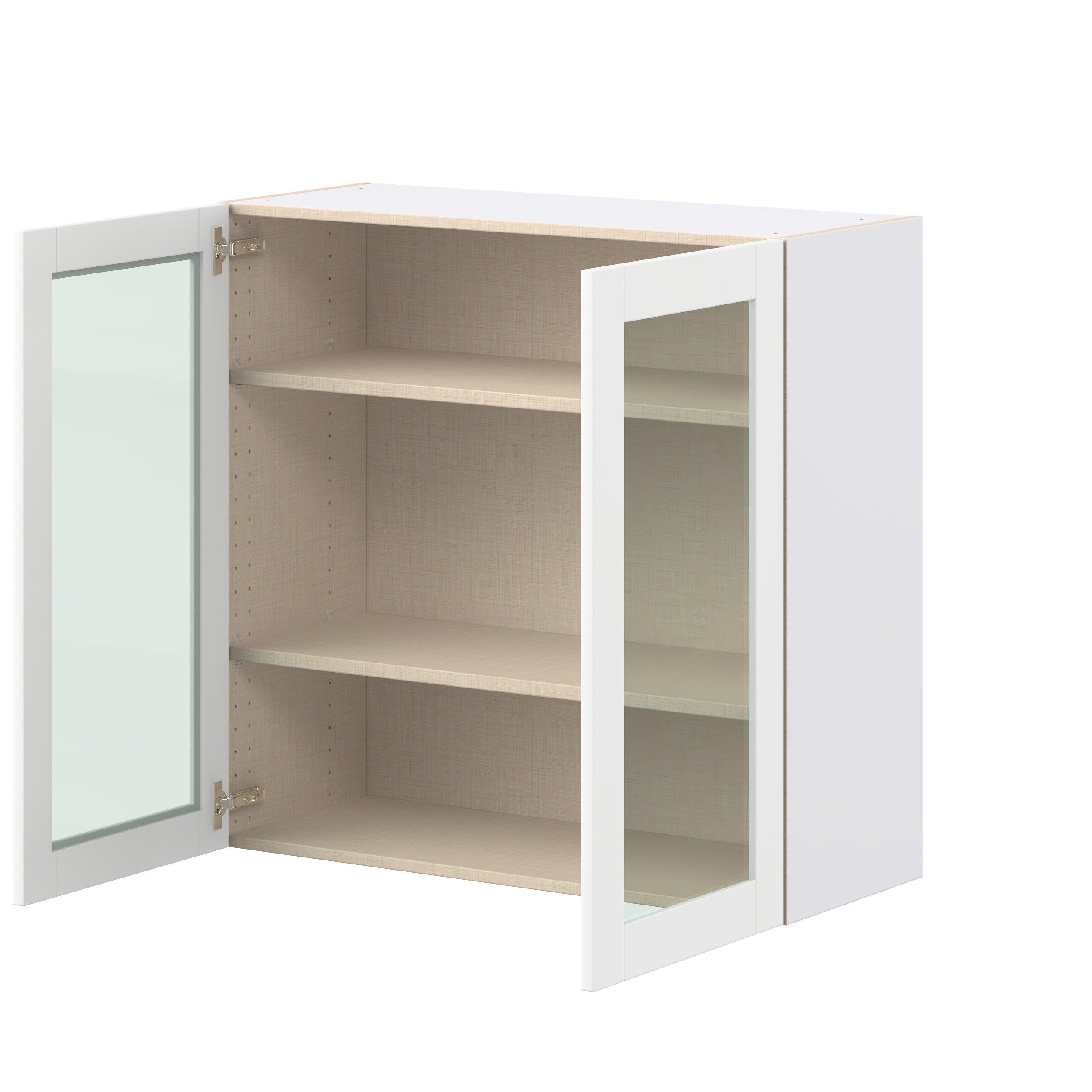 Summerhill 36 in. Bright White Wall Cabinet with Glass Door