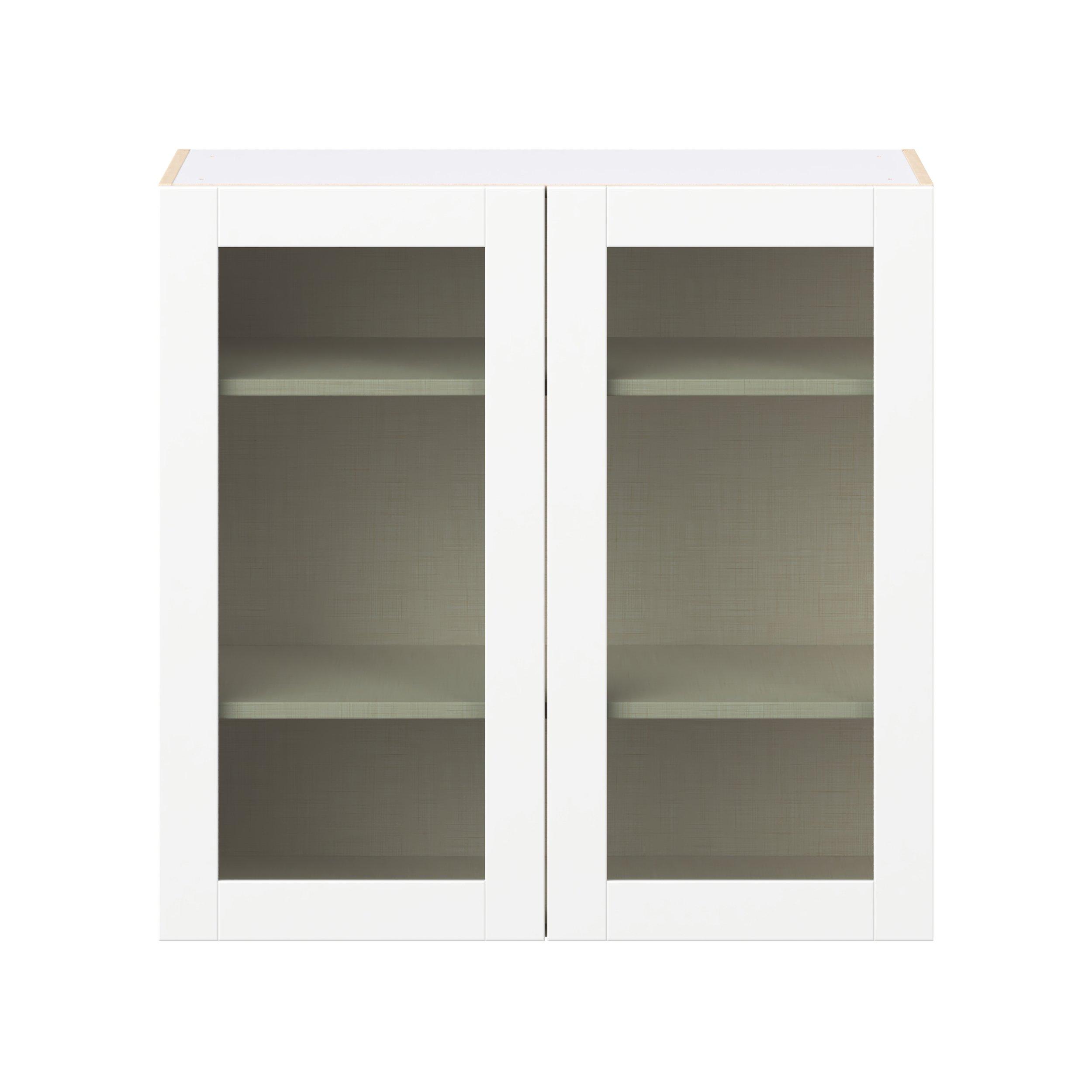 Summerhill 36 in. Bright White Wall Cabinet with Glass Door