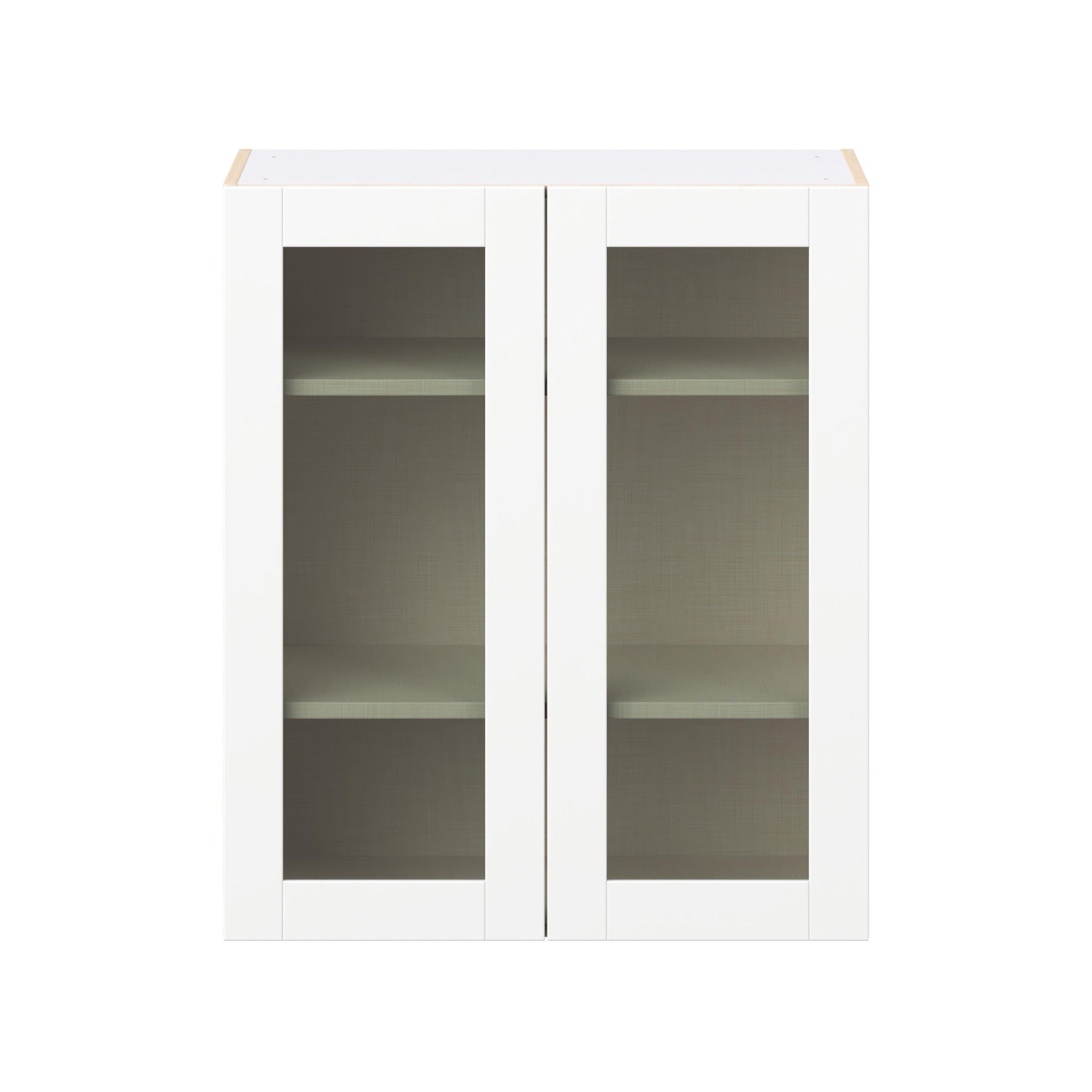 Summerhill 30 in. Bright White Wall Cabinet with Glass Door