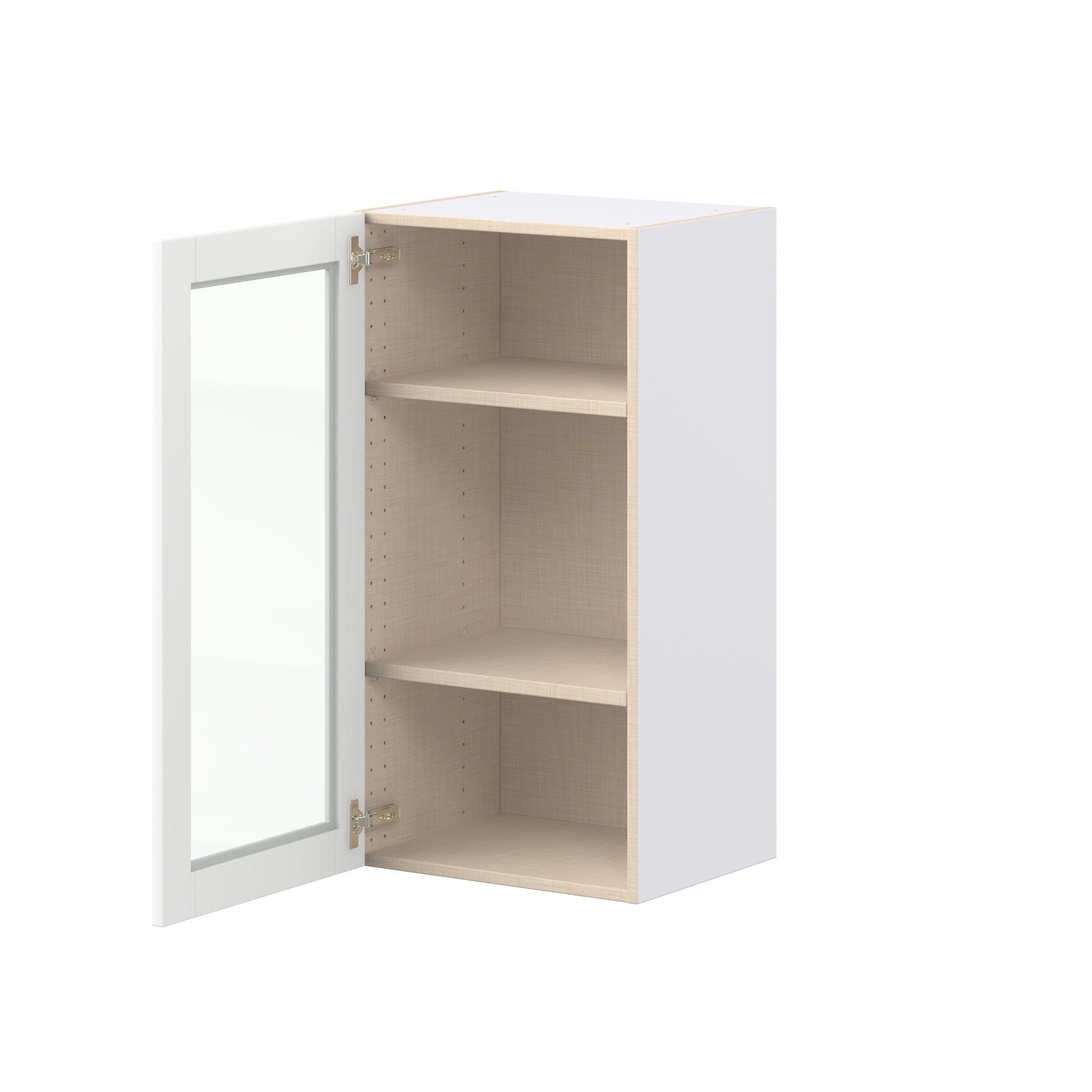 Summerhill 18 in. Bright White Wall Cabinet with Glass Door