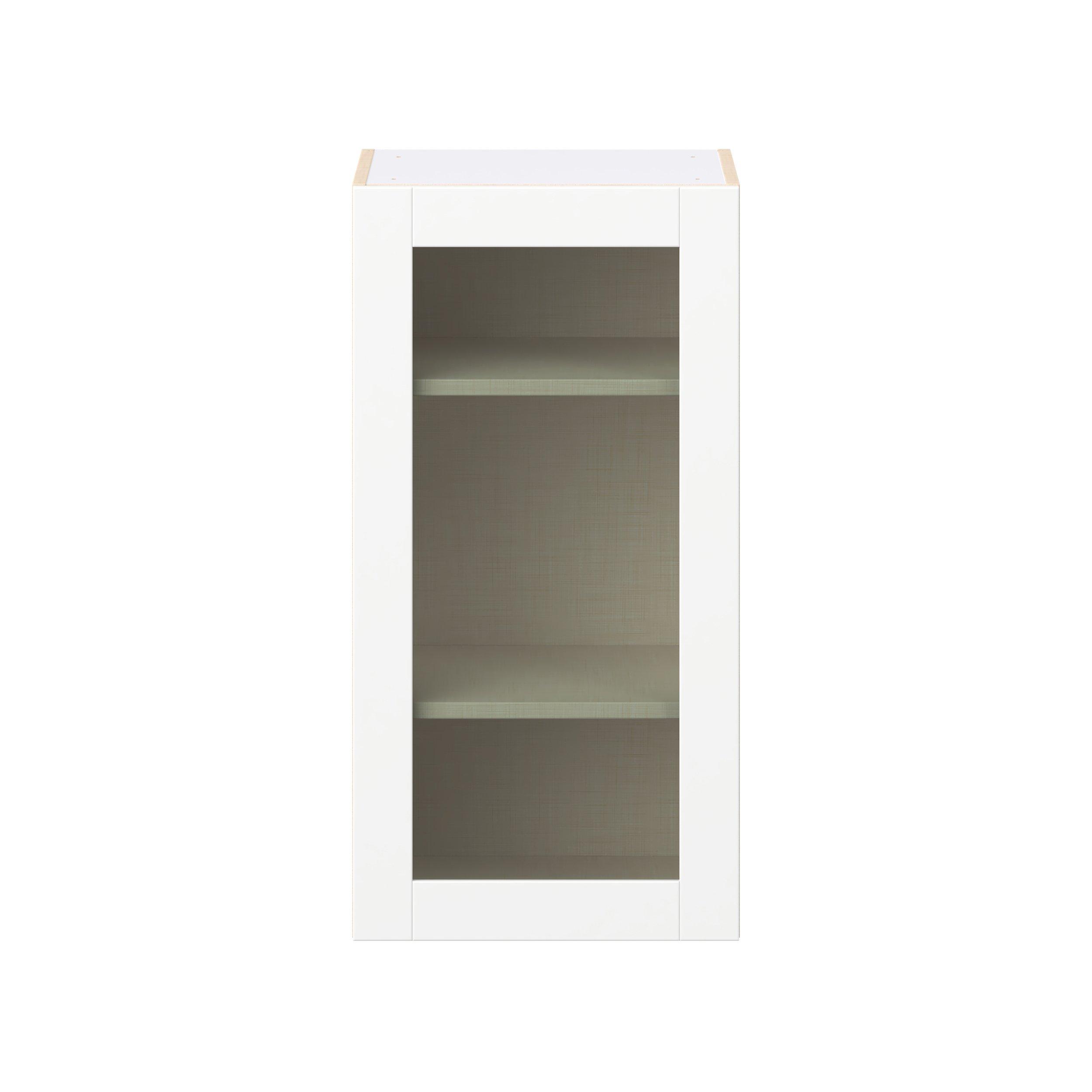 Summerhill 18 in. Bright White Wall Cabinet with Glass Door