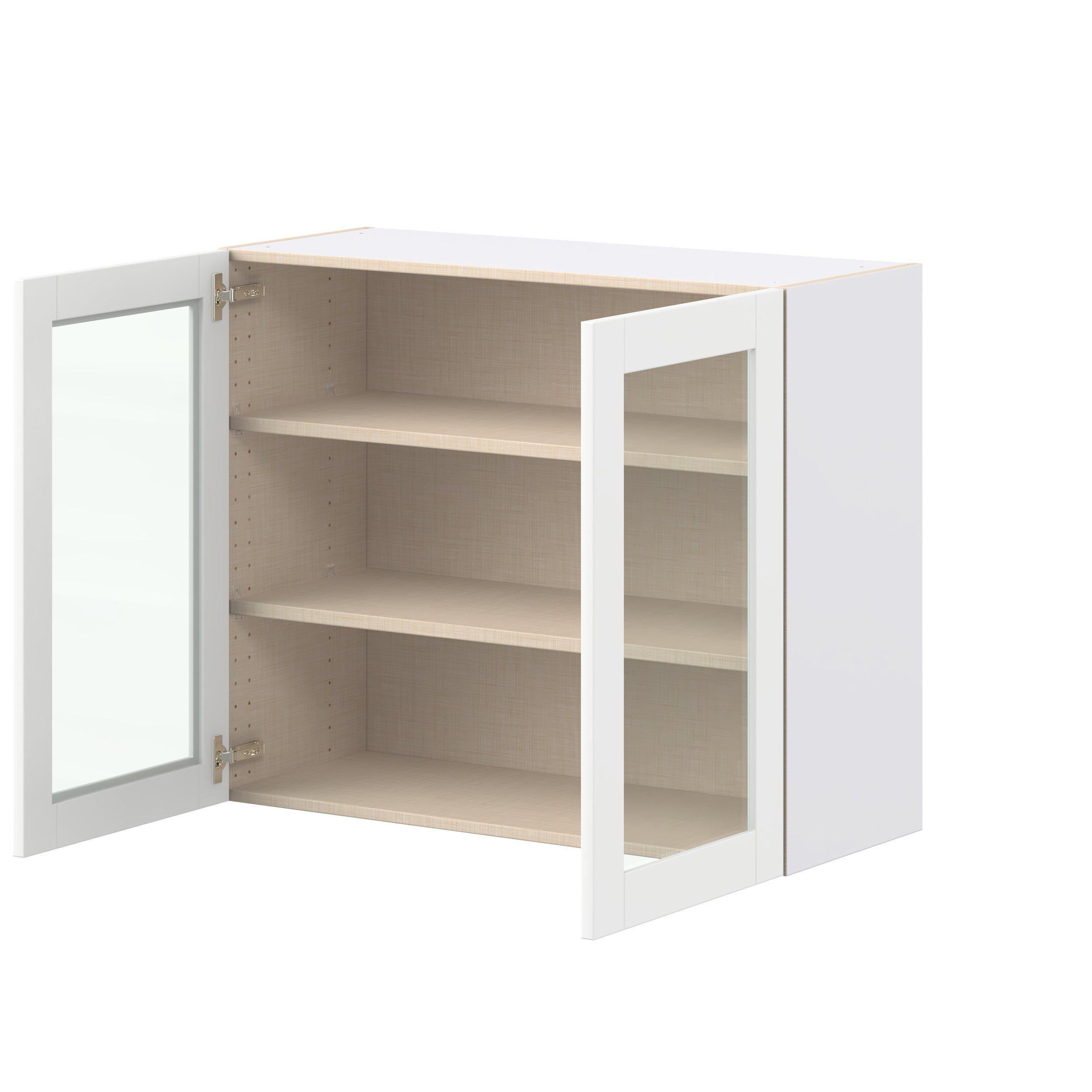 Summerhill 36 in. Bright White Wall Cabinet with Glass Door