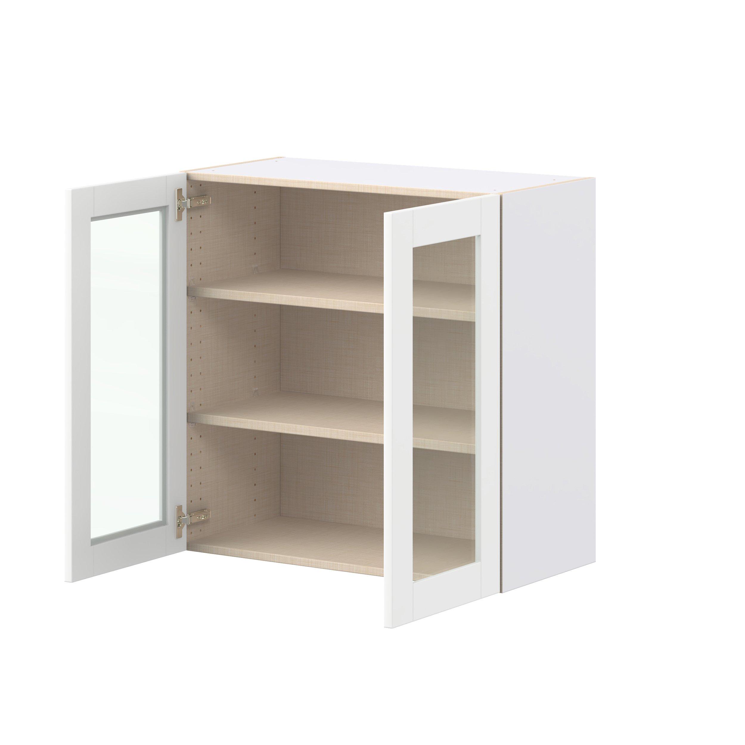 Summerhill 30 in. Bright White Wall Cabinet with Glass Door