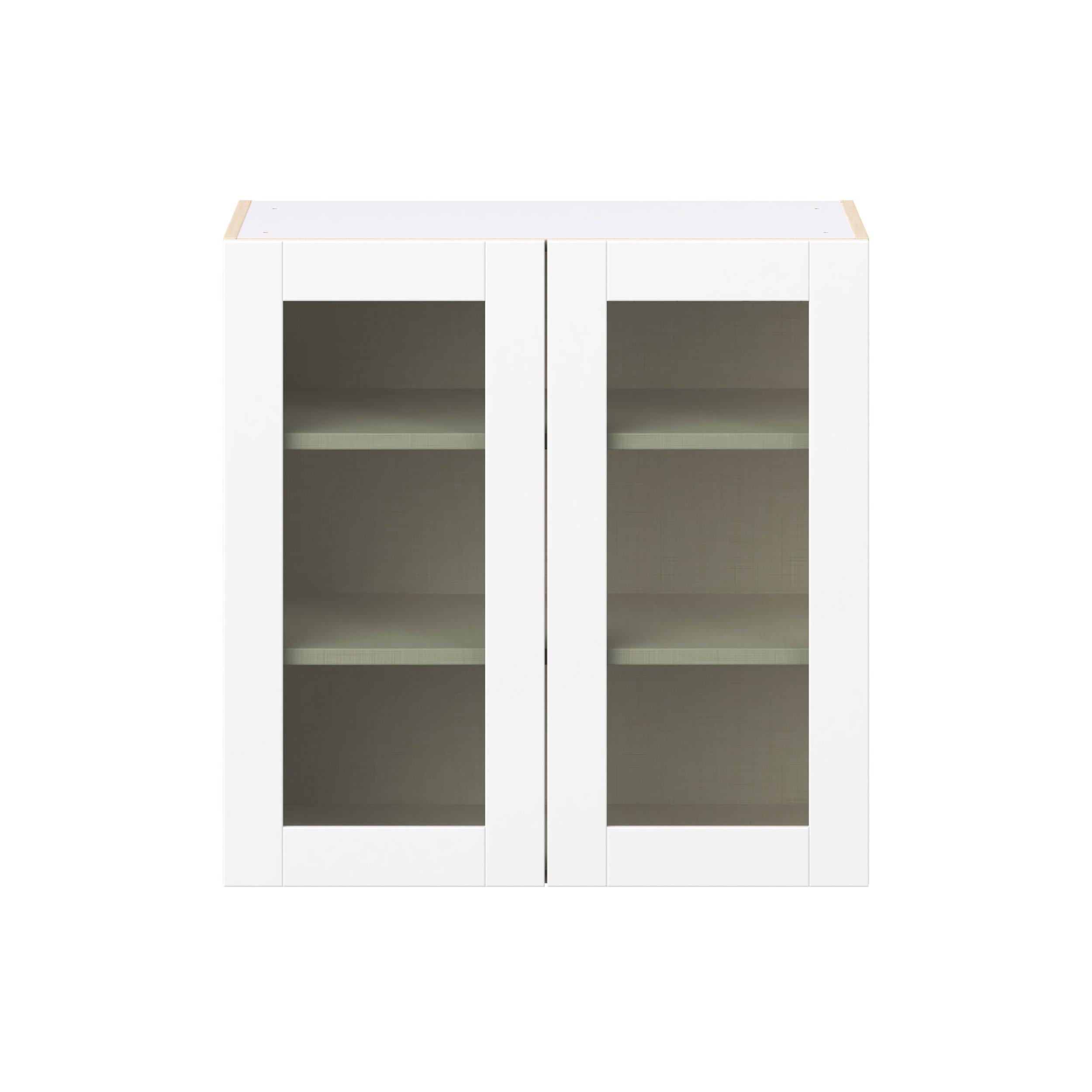 Summerhill 30 in. Bright White Wall Cabinet with Glass Door