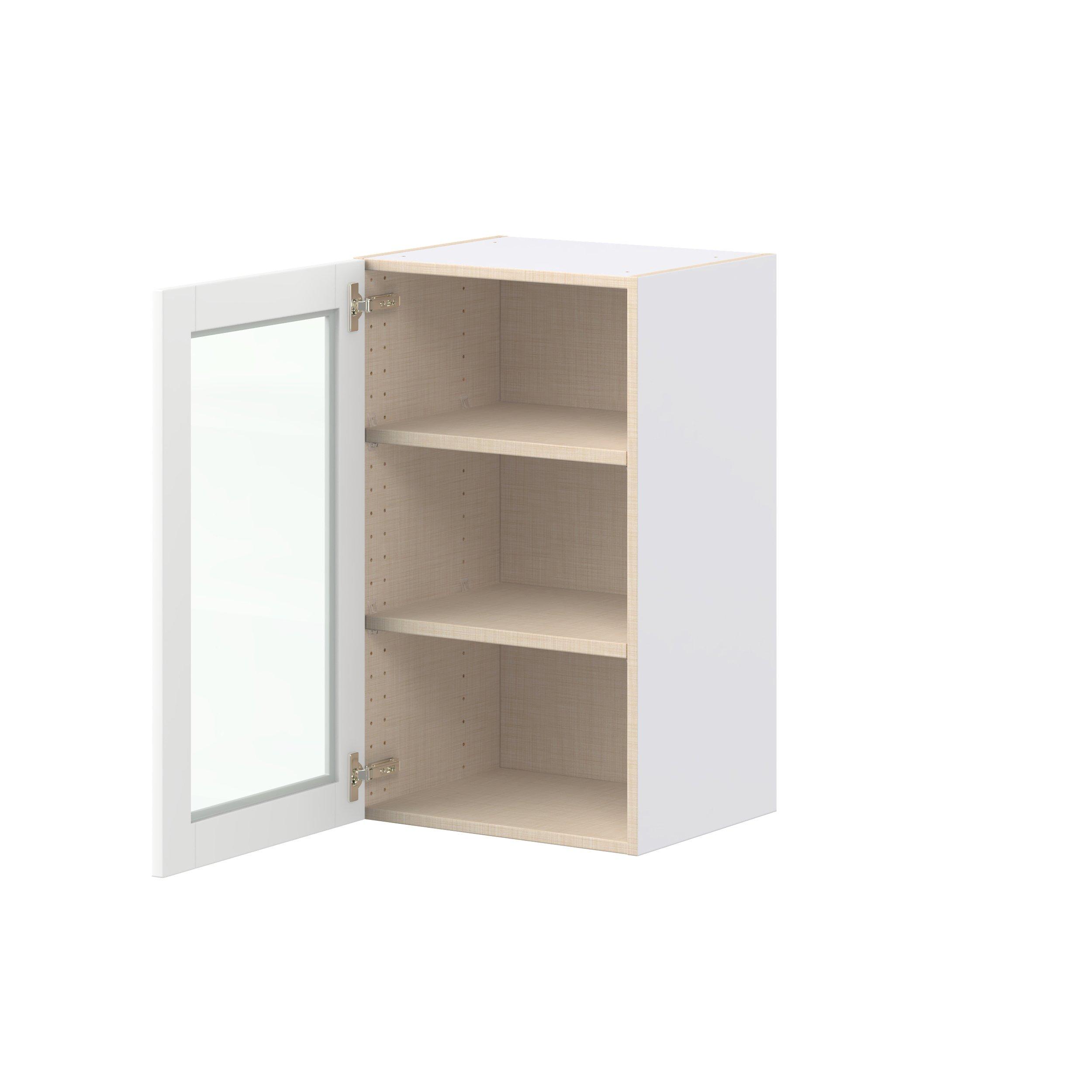 Summerhill 18 in. Bright White Wall Cabinet with Glass Door