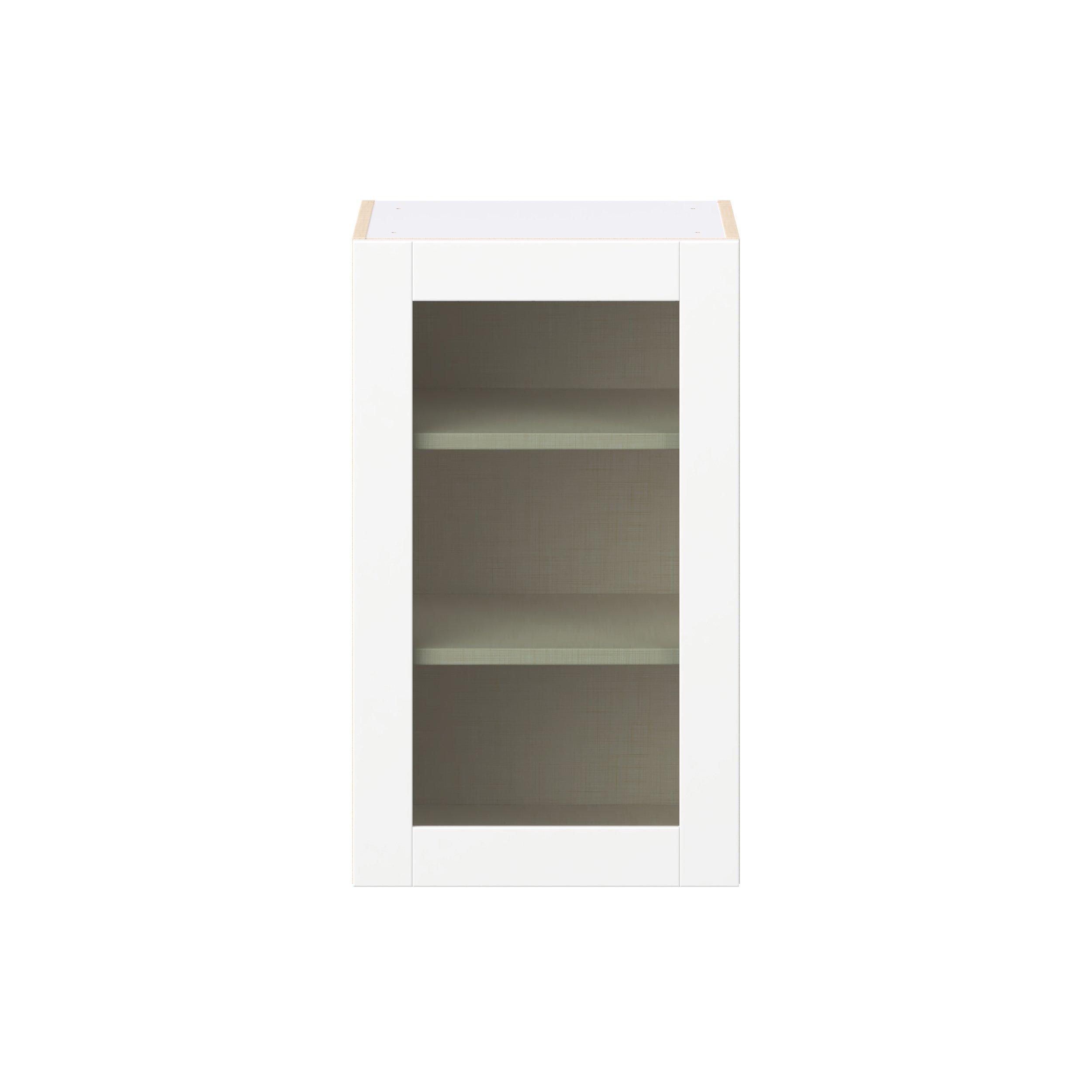Summerhill 18 in. Bright White Wall Cabinet with Glass Door