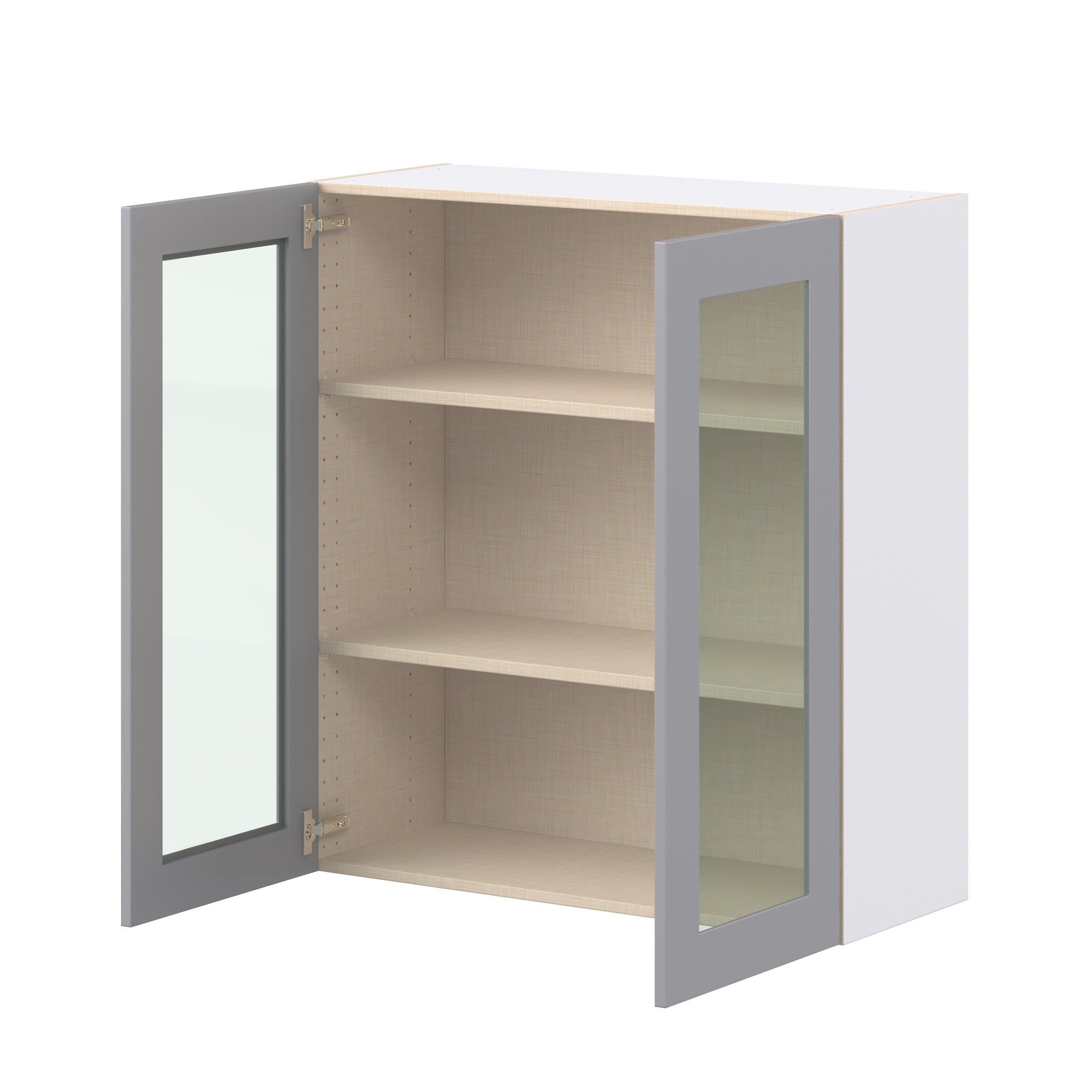 Candler 36 in. Painted Slate Gray Wall Cabinet with Glass Door