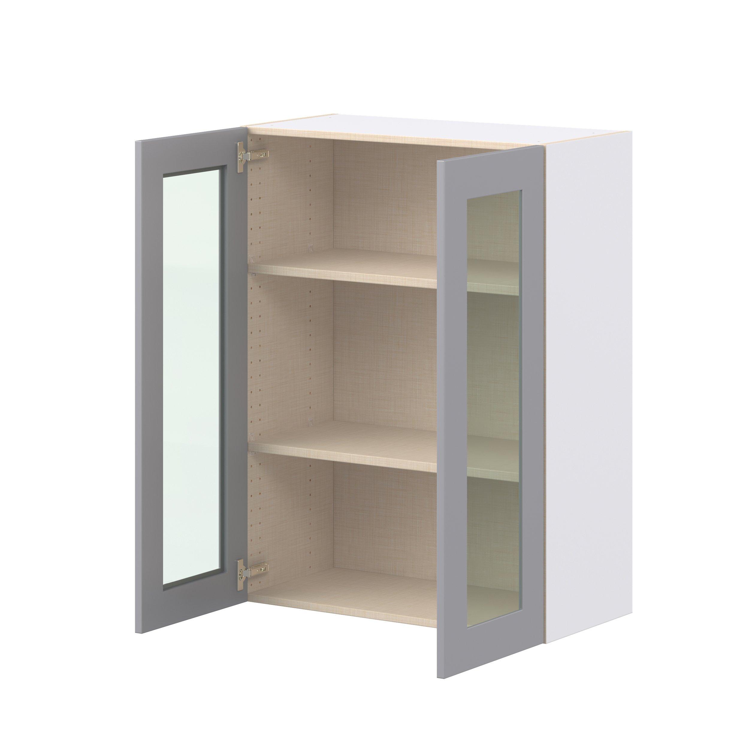 Candler 30 in. Painted Slate Gray Wall Cabinet with Glass Door