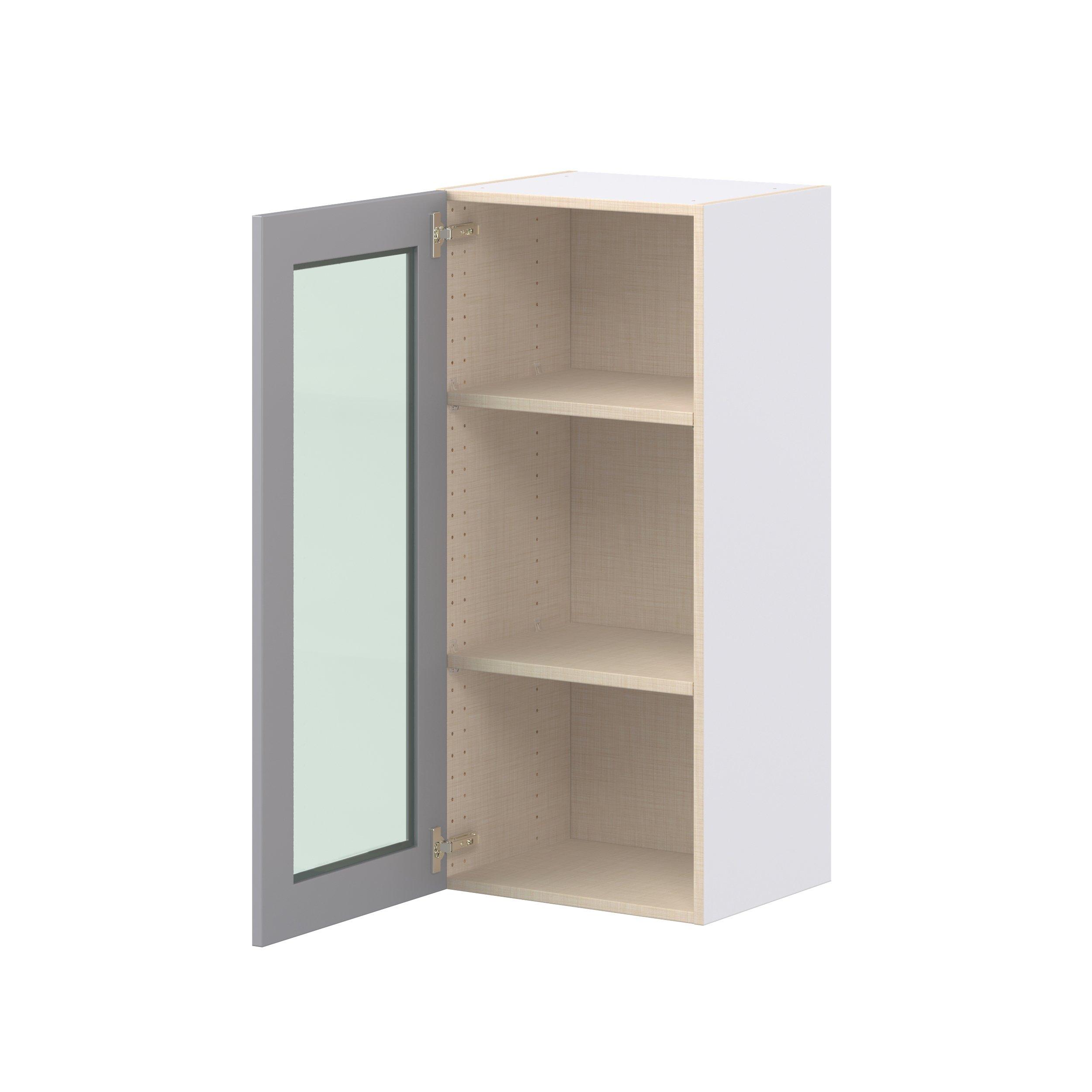 Candler 18 in. Painted Slate Gray Wall Cabinet with Glass Door