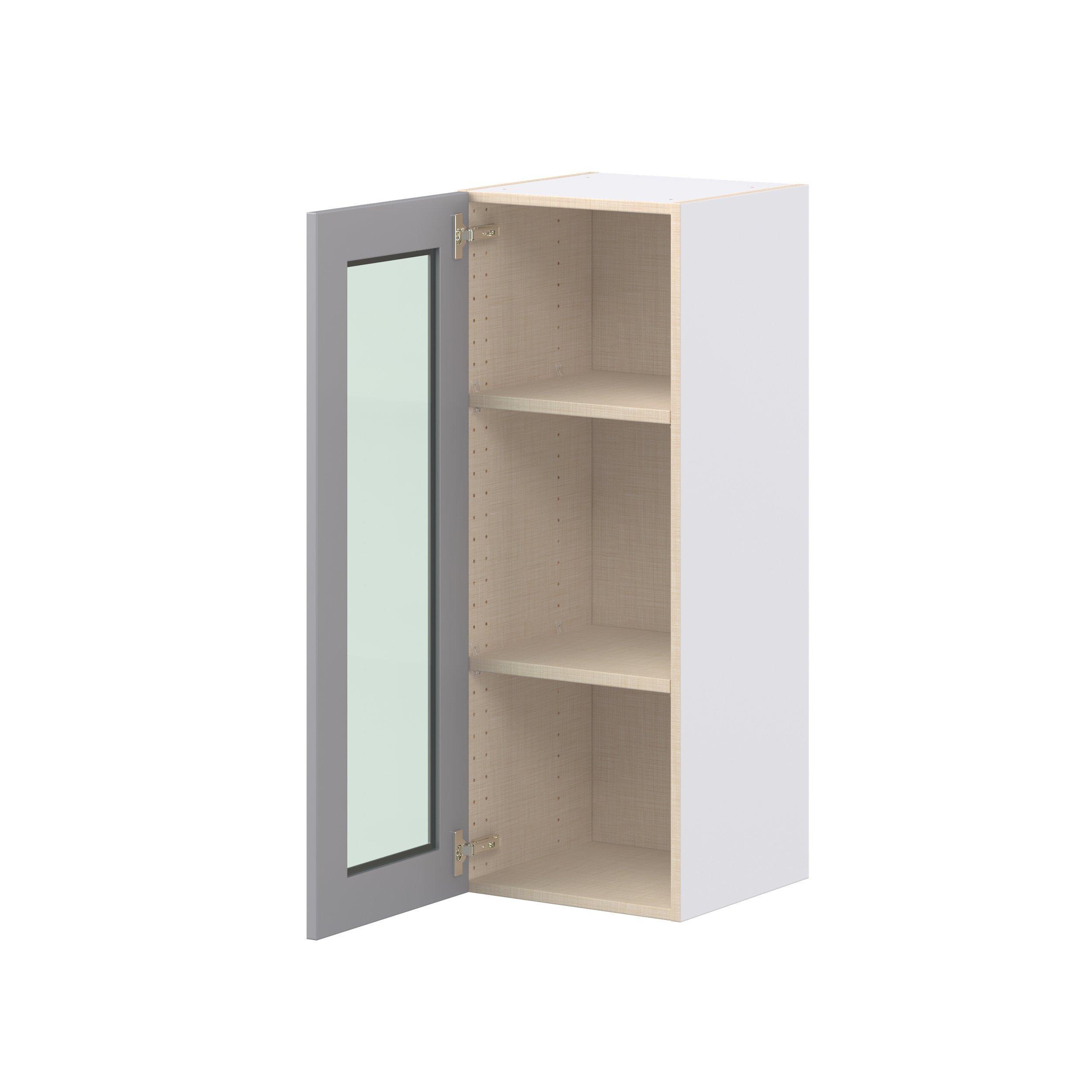 Candler 15 in. Painted Slate Gray Wall Cabinet with Glass Door