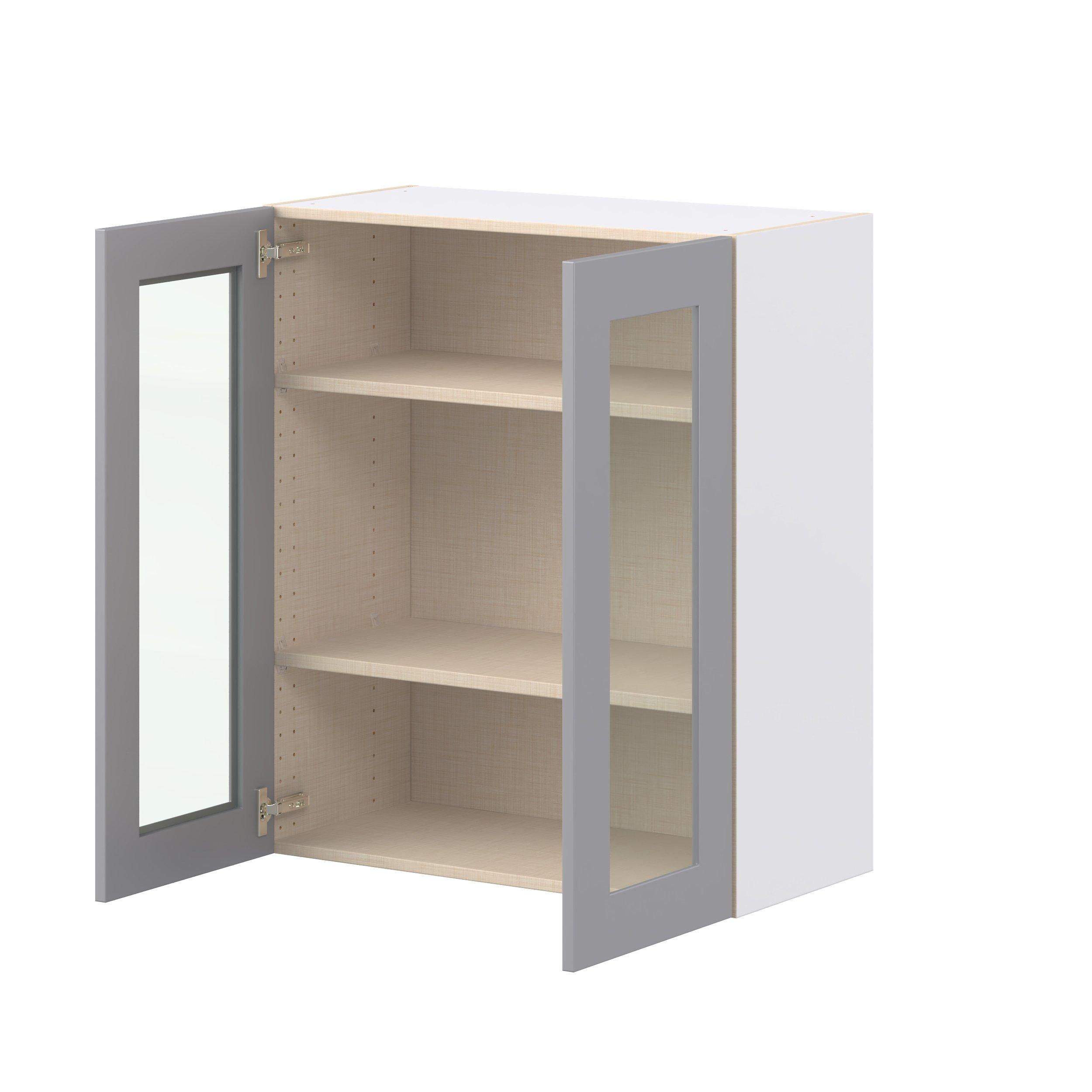 Candler 30 in. Painted Slate Gray Wall Cabinet with Glass Door