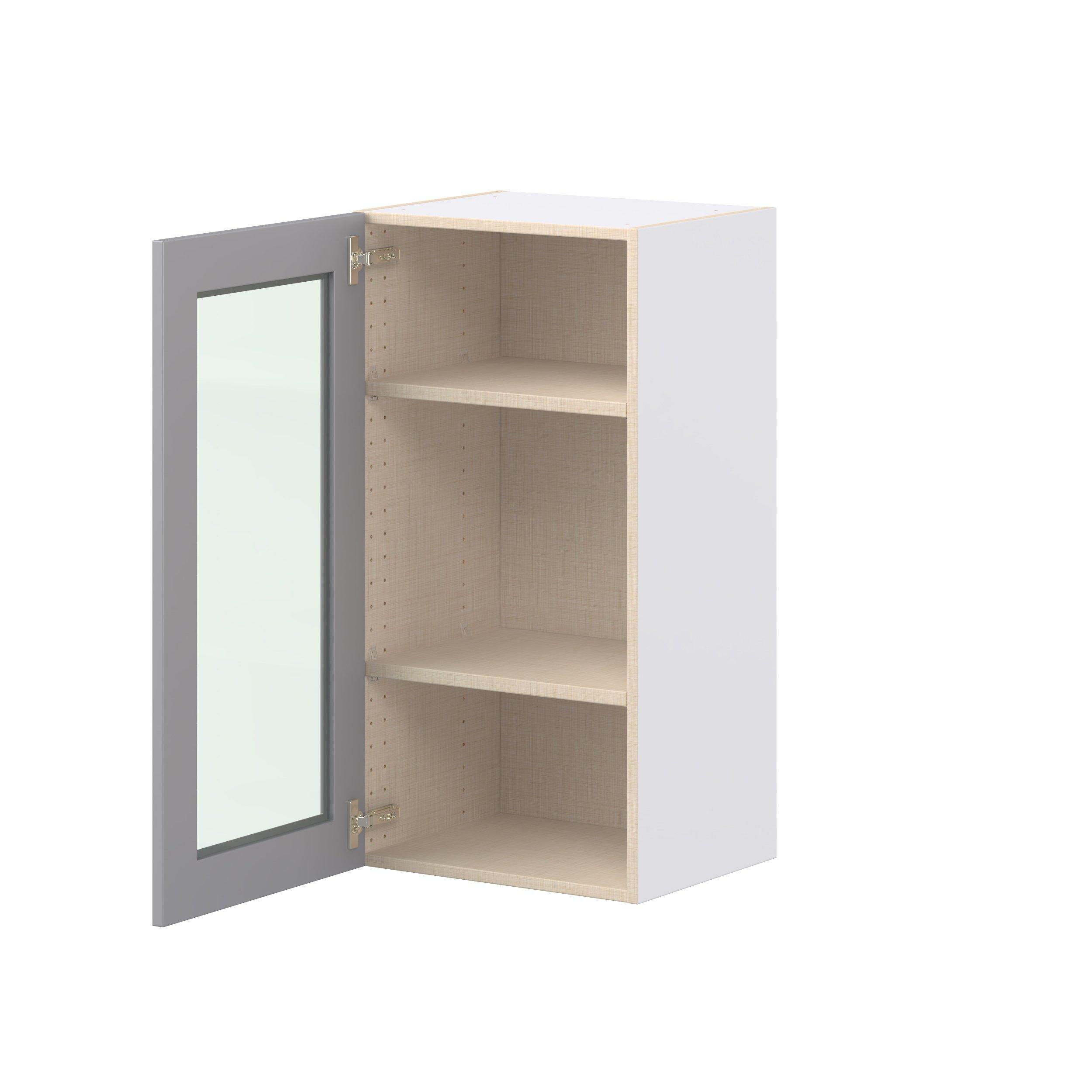 Candler 18 in. Painted Slate Gray Wall Cabinet with Glass Door