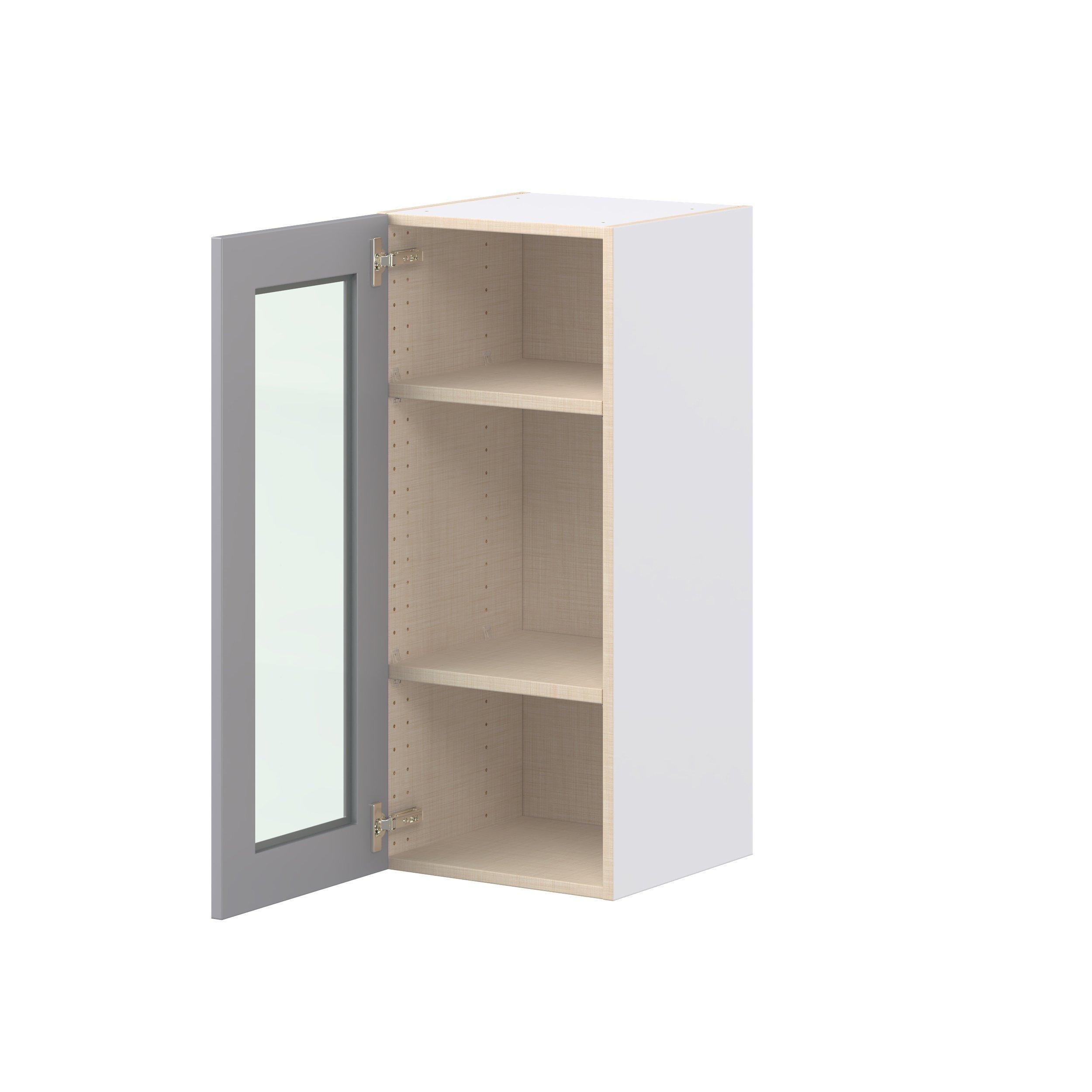 Candler 15 in. Painted Slate Gray Wall Cabinet with Glass Door