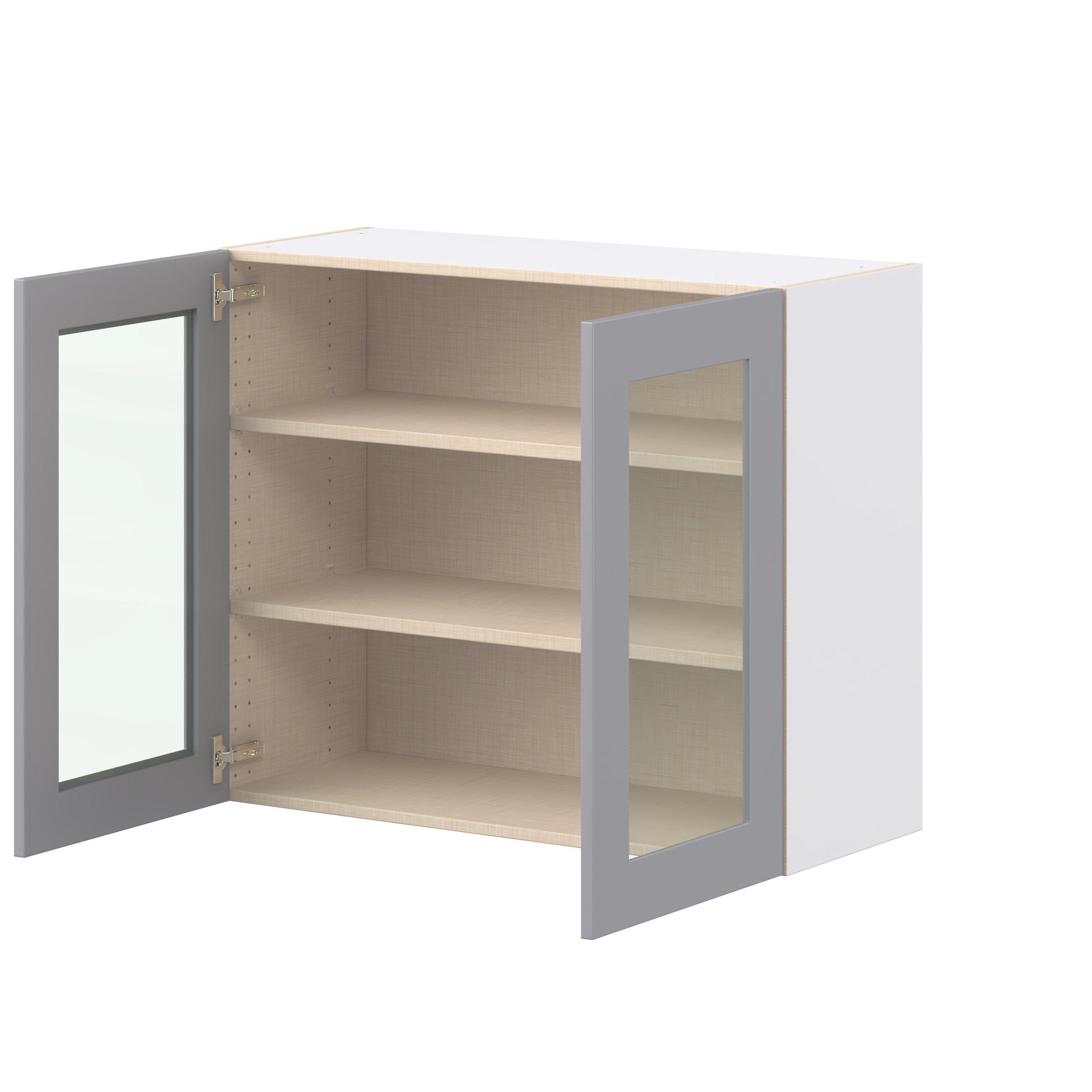 Candler 36 in. Painted Slate Gray Wall Cabinet with Glass Door