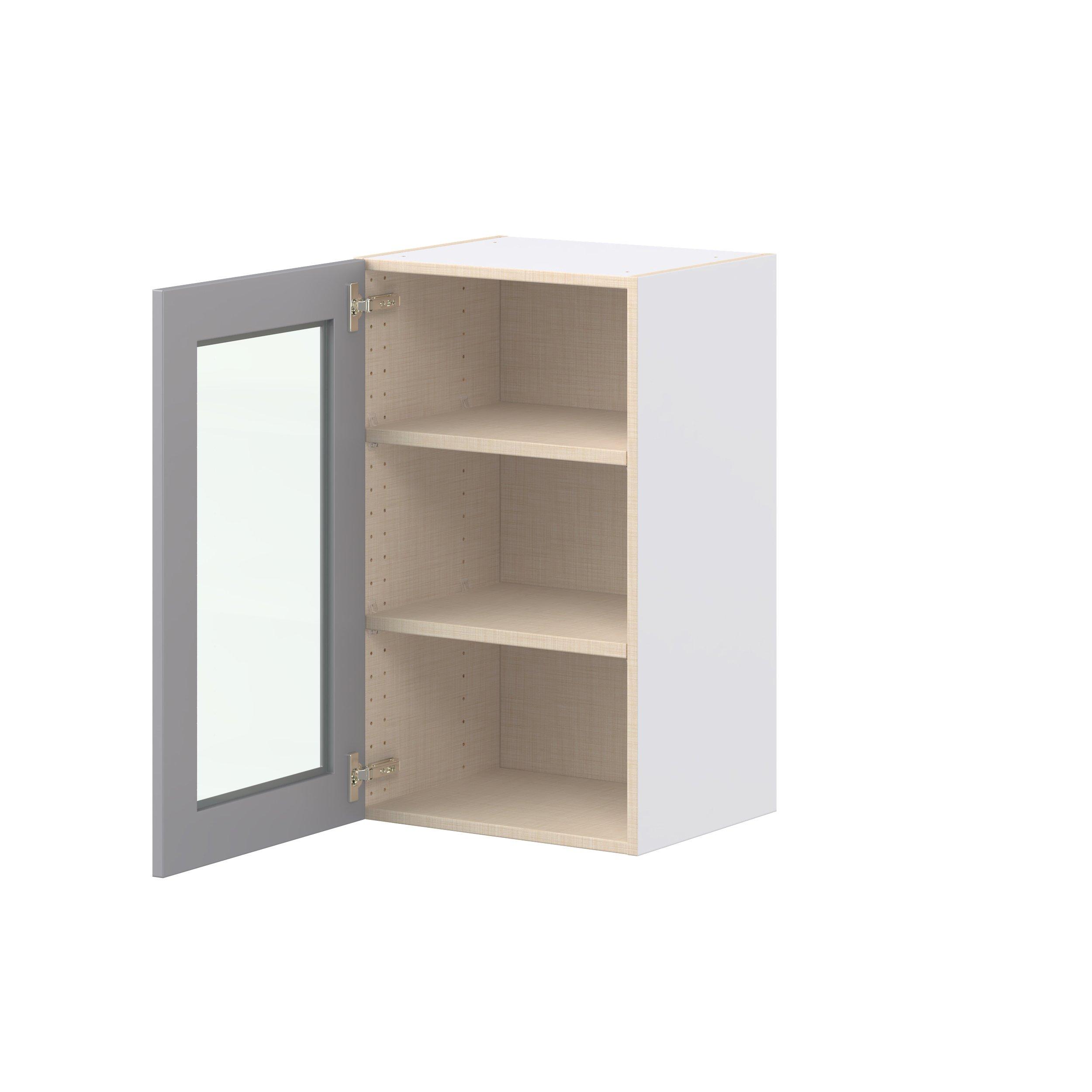 Candler 18 in. Painted Slate Gray Wall Cabinet with Glass Door