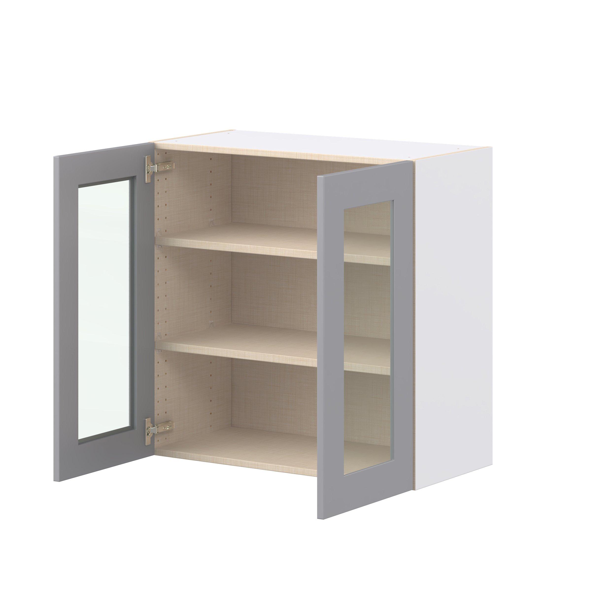 Candler 30 in. Painted Slate Gray Wall Cabinet with Glass Door