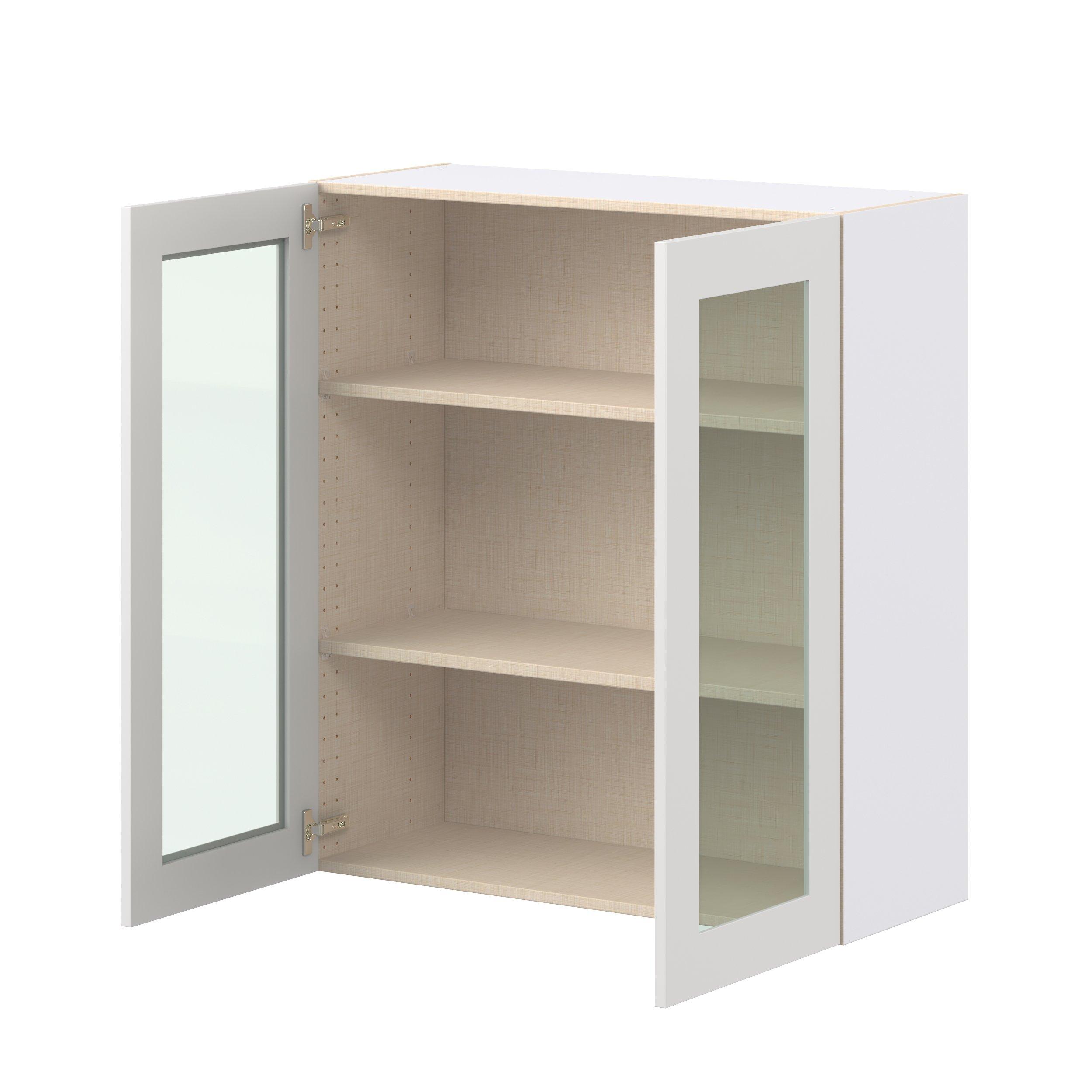 Candler 36 in. Painted Warm White Wall Cabinet with Glass Door