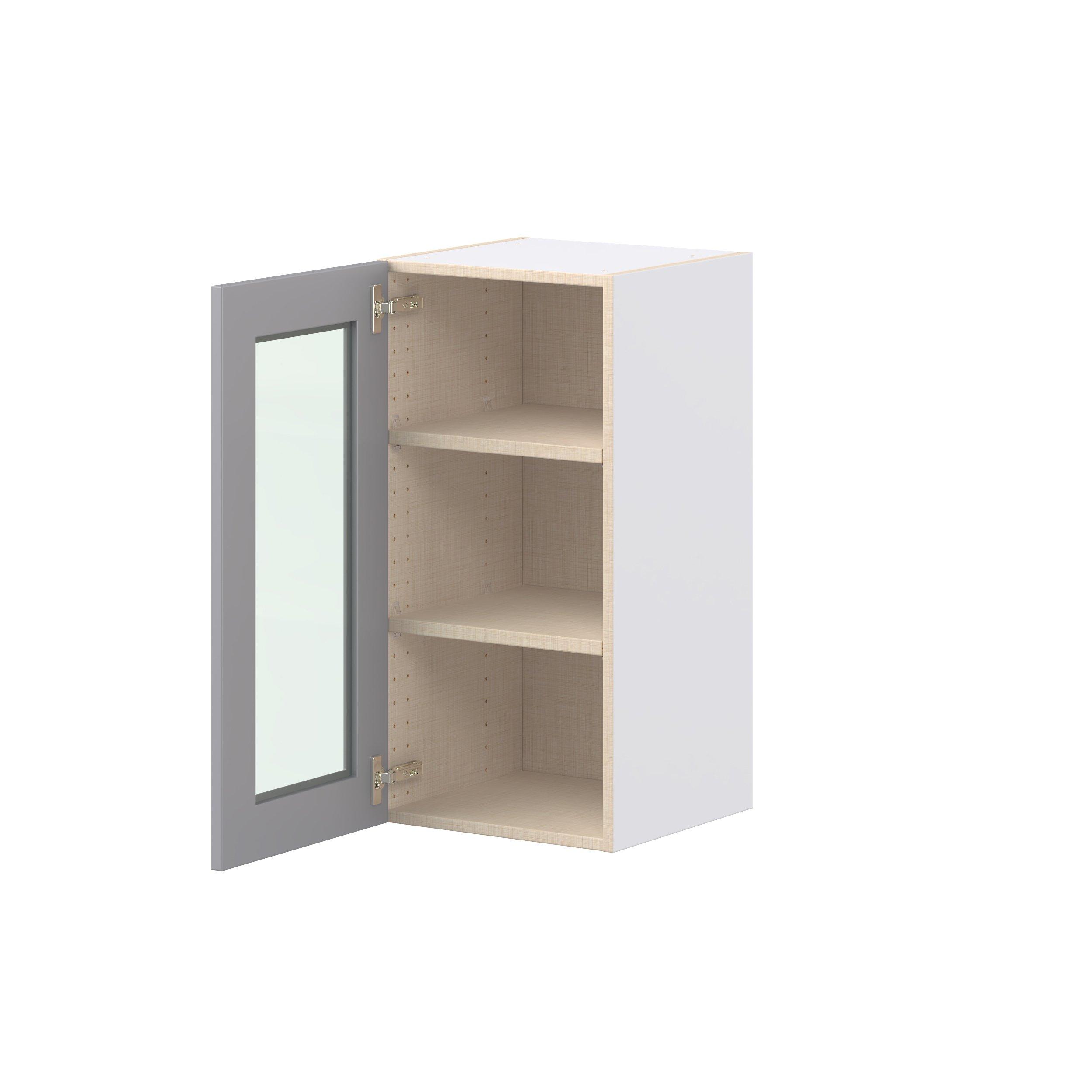 Candler 15 in. Painted Slate Gray Wall Cabinet with Glass Door