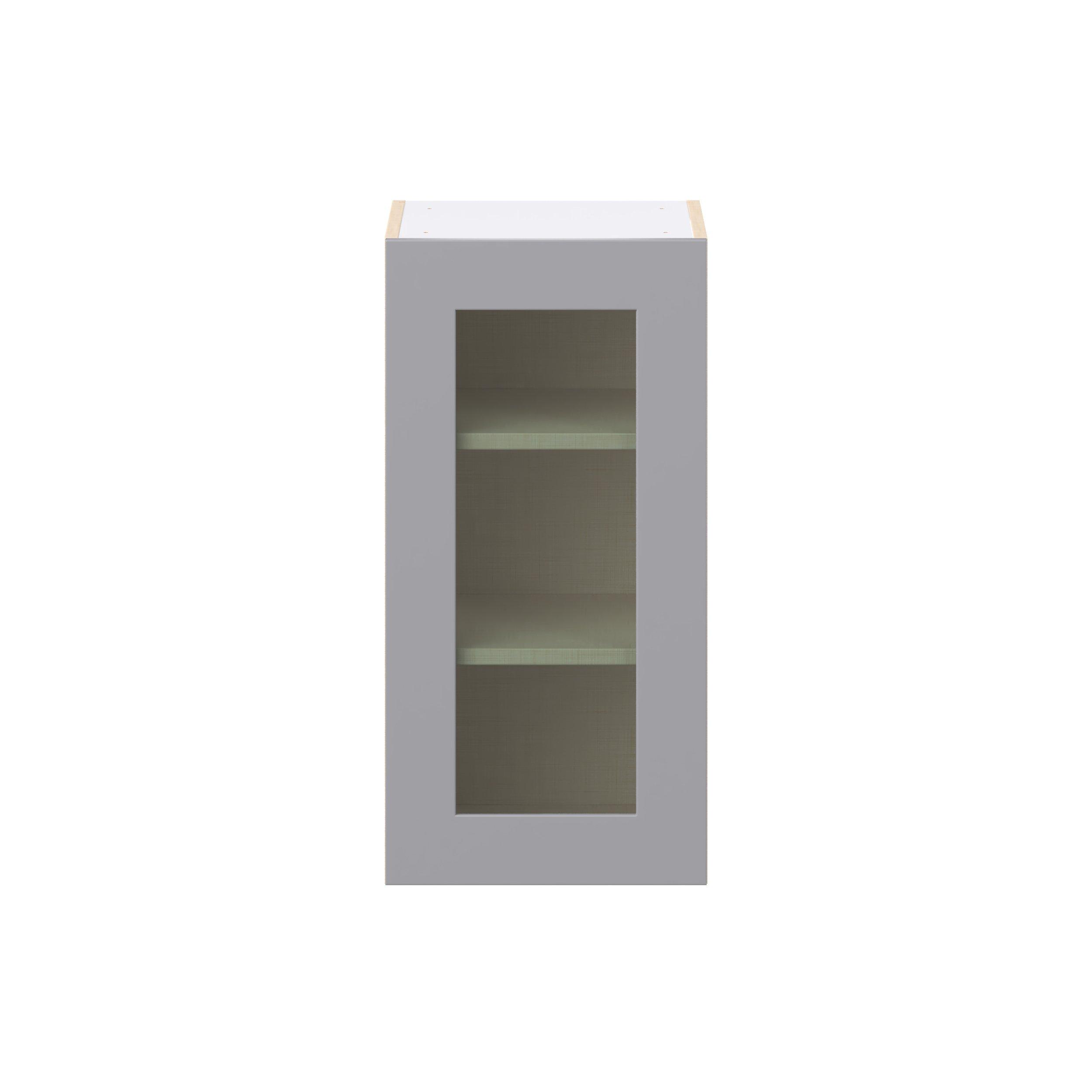 Candler 15 in. Painted Slate Gray Wall Cabinet with Glass Door