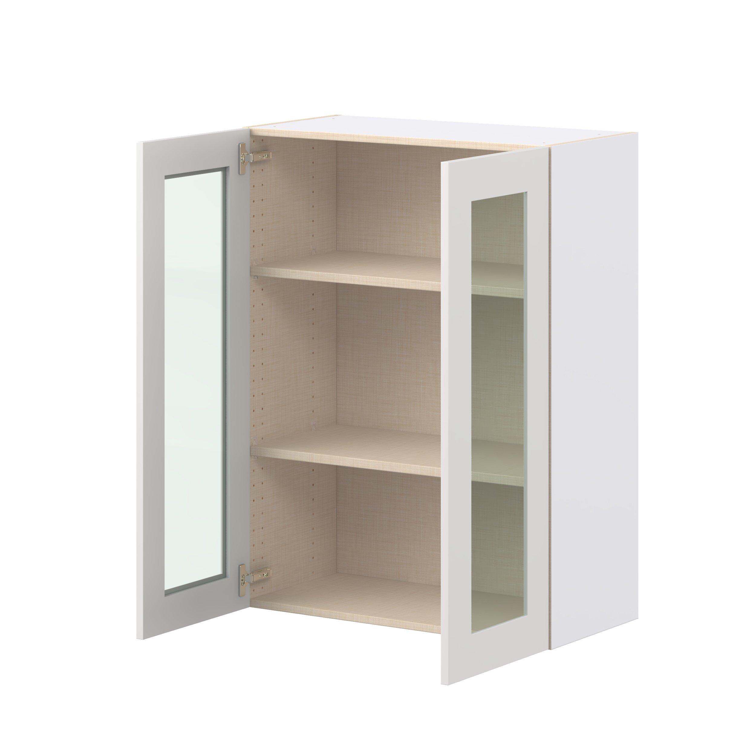 Candler 30 in. Painted Warm White Wall Cabinet with Glass Door