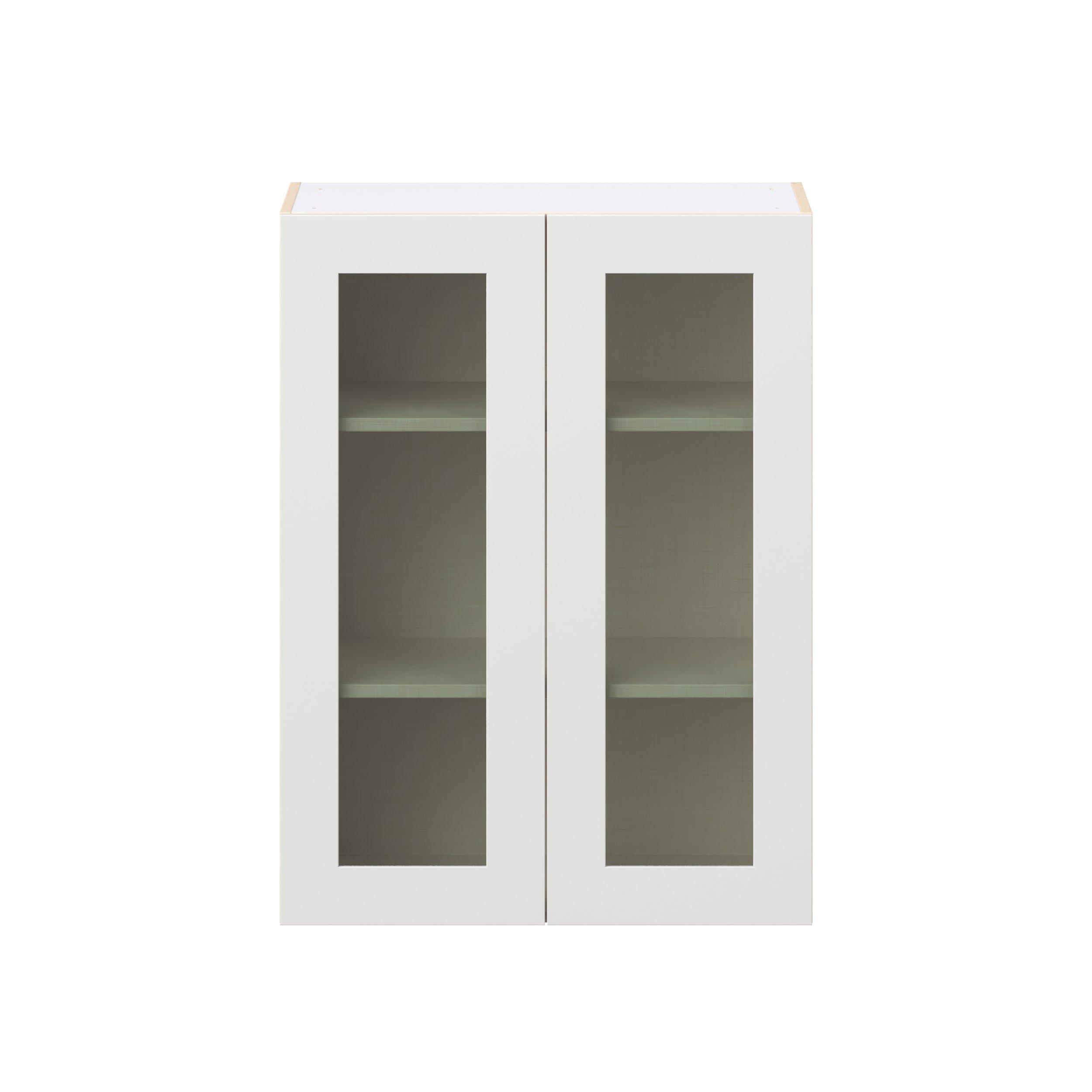Candler 30 in. Painted Warm White Wall Cabinet with Glass Door
