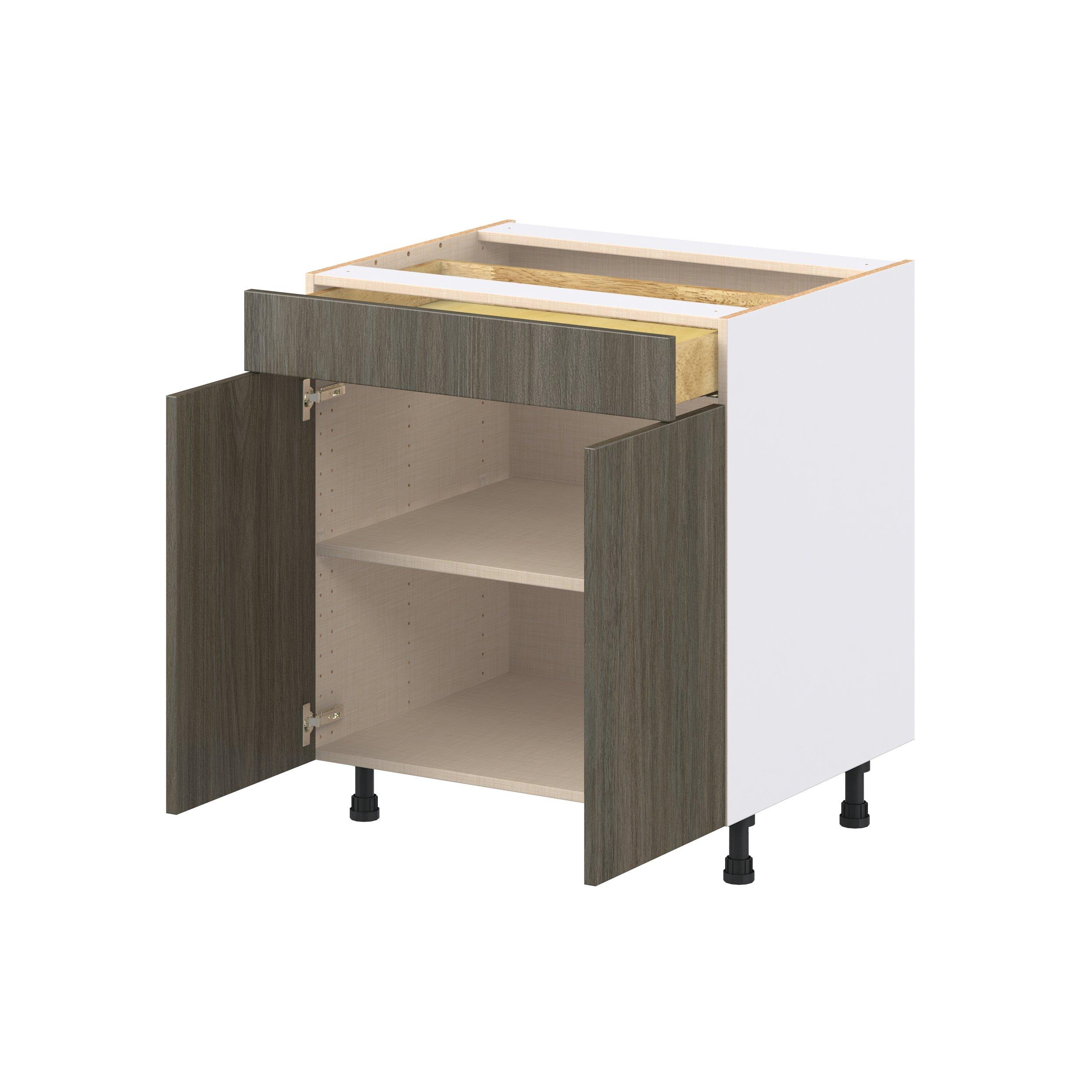Glenwood 30 in. Burnt Walnut Door and Drawer Base Cabinet