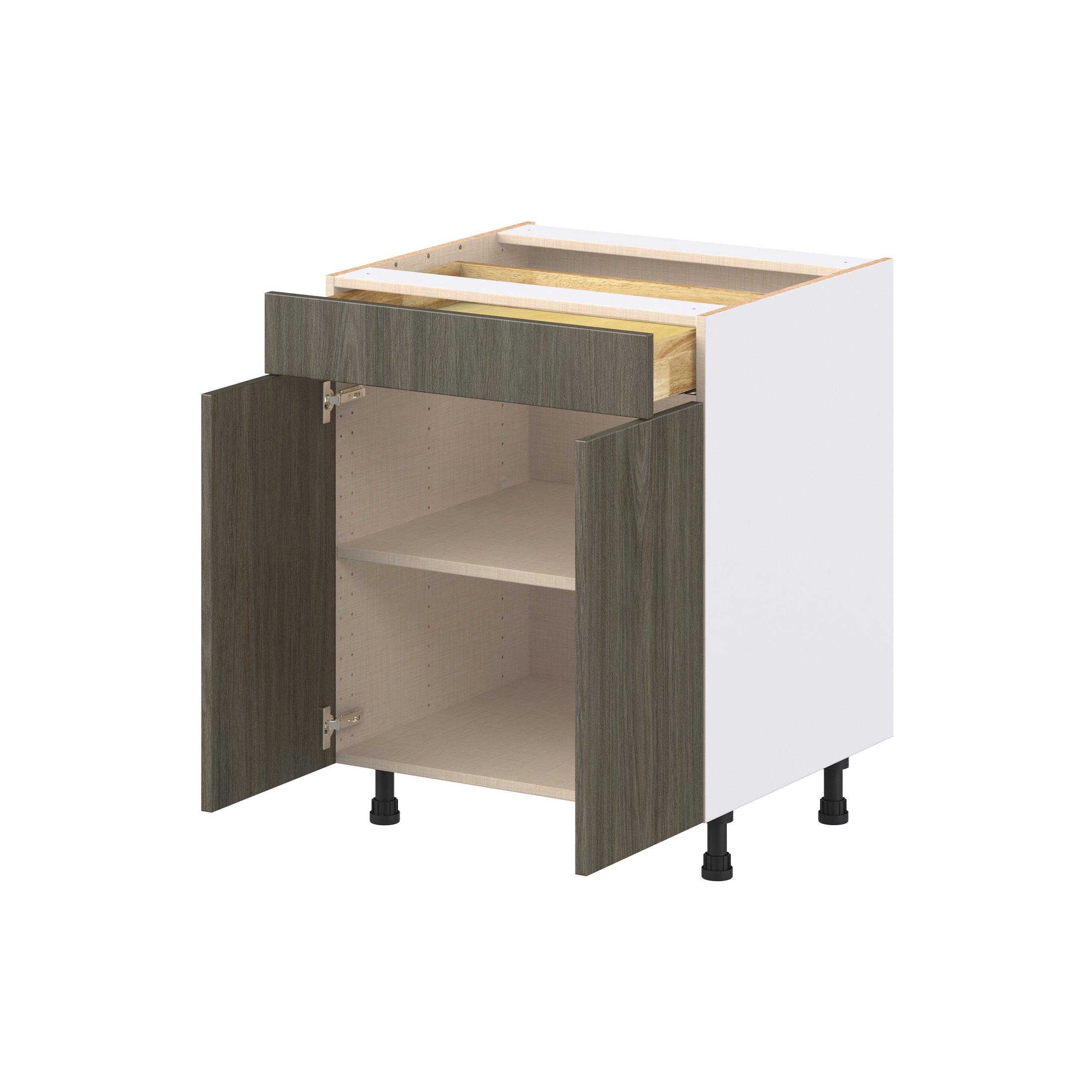 Glenwood 27 in. Burnt Walnut Door and Drawer Base Cabinet