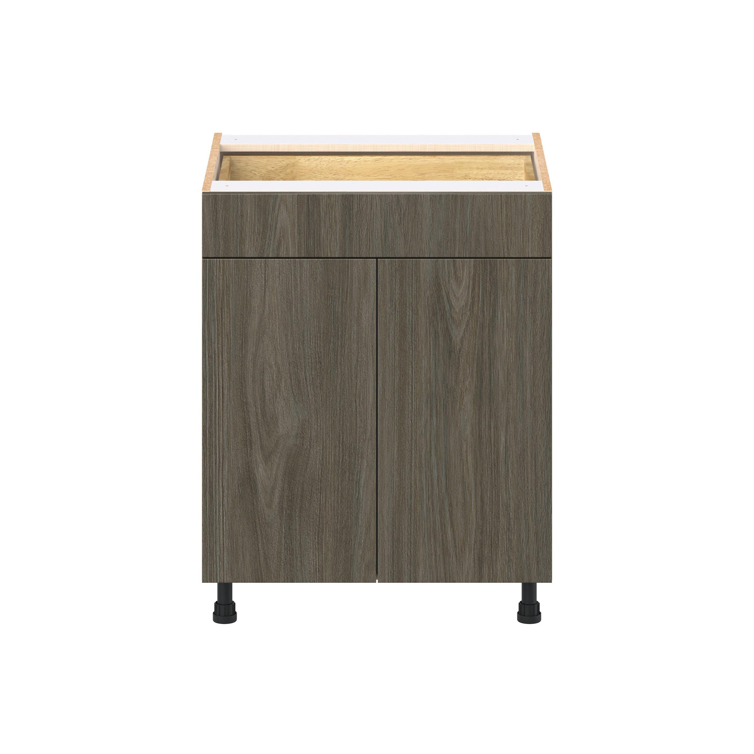Glenwood 27 in. Burnt Walnut Door and Drawer Base Cabinet