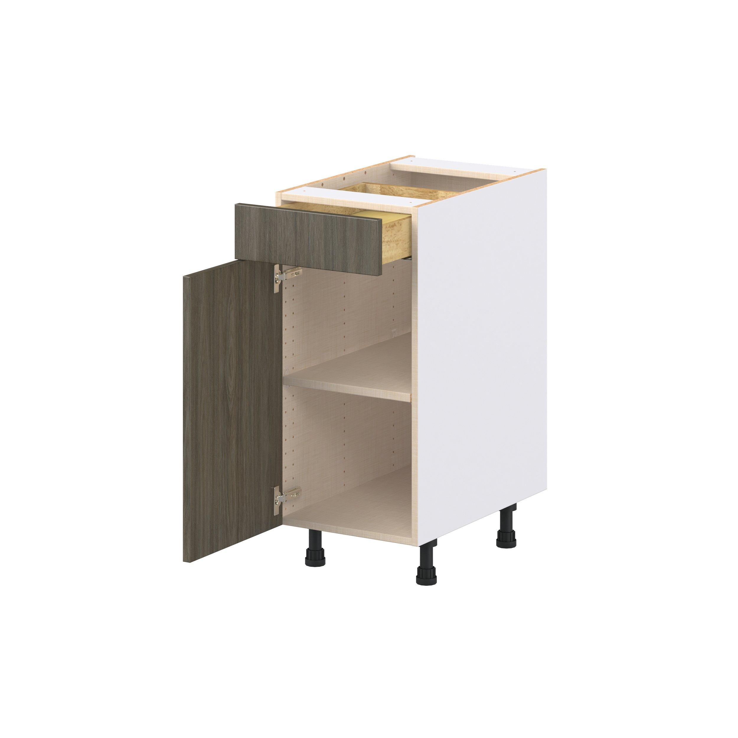 Glenwood 15 in. Burnt Walnut Door and Drawer Base Cabinet