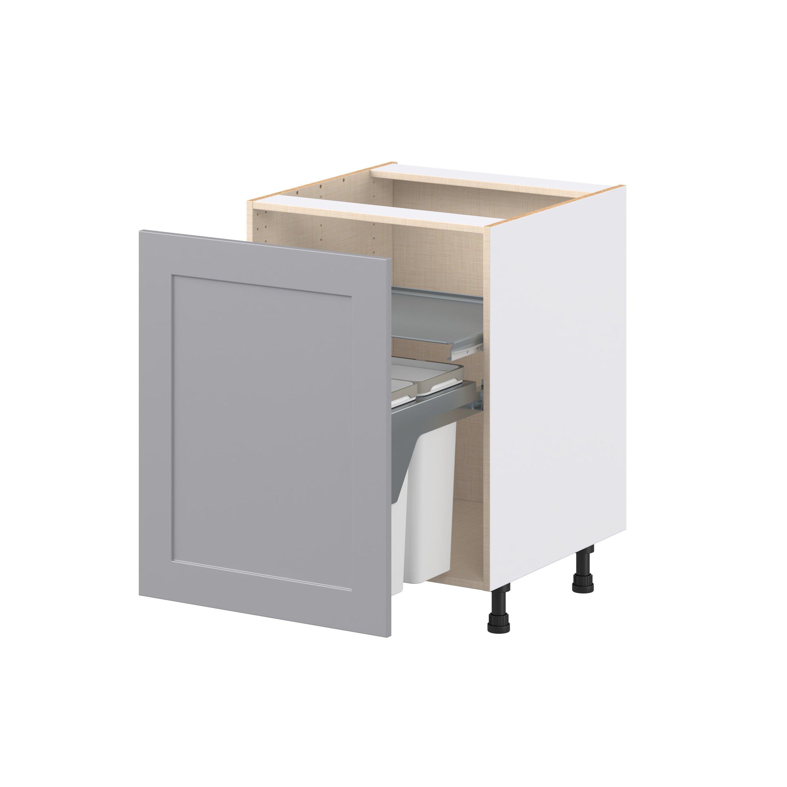 Candler 24 in. Painted Slate Gray Trash Can Pull-Out Base Cabinet