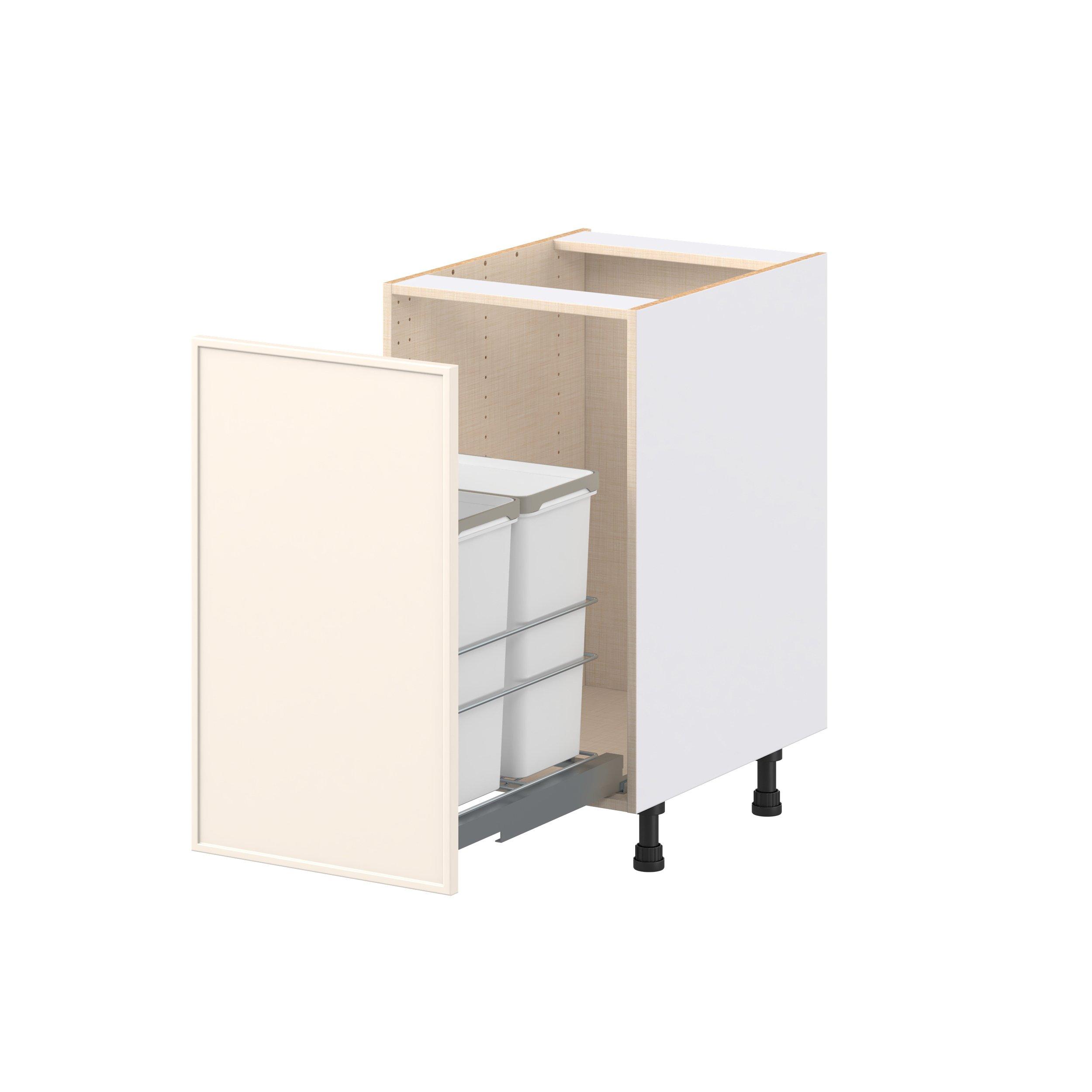 Linden 18 in. Painted Washed Linen Trash Can Pull-Out Base Cabinet