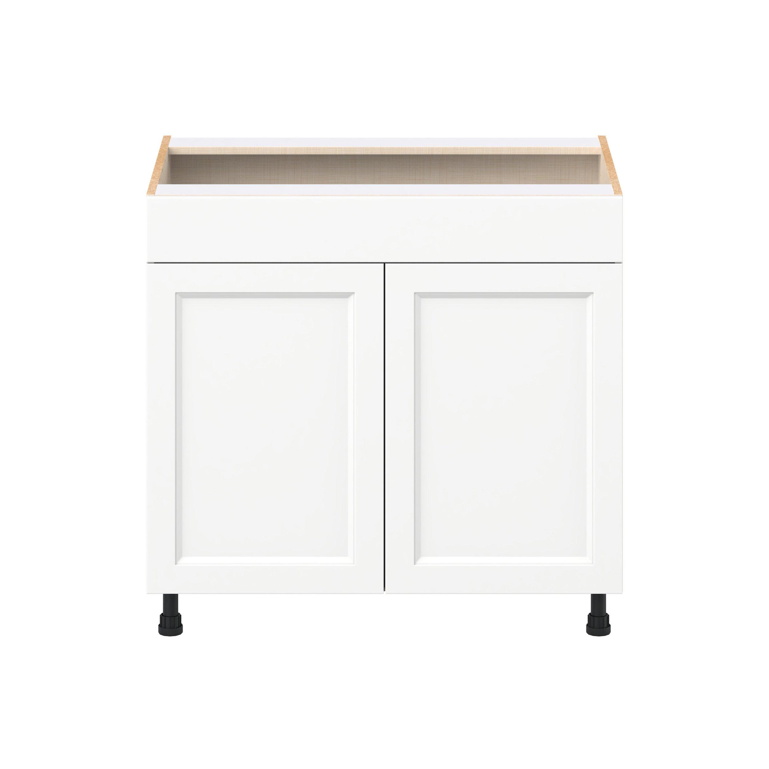 Peachtree 36 in. Painted Bright White Sink Base Cabinet with False Front