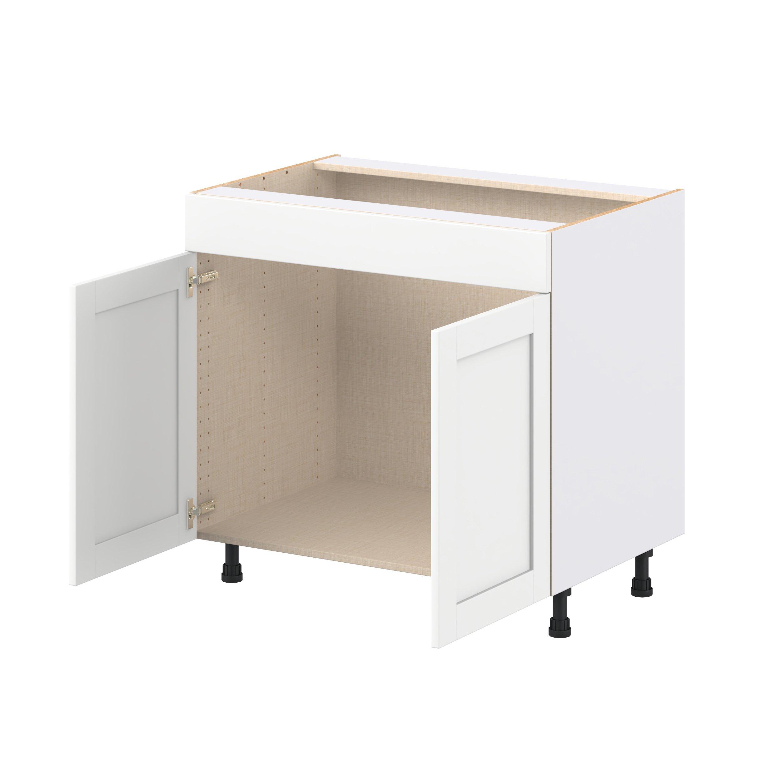 Summerhill 36 in. Bright White Sink Base Cabinet with False Front