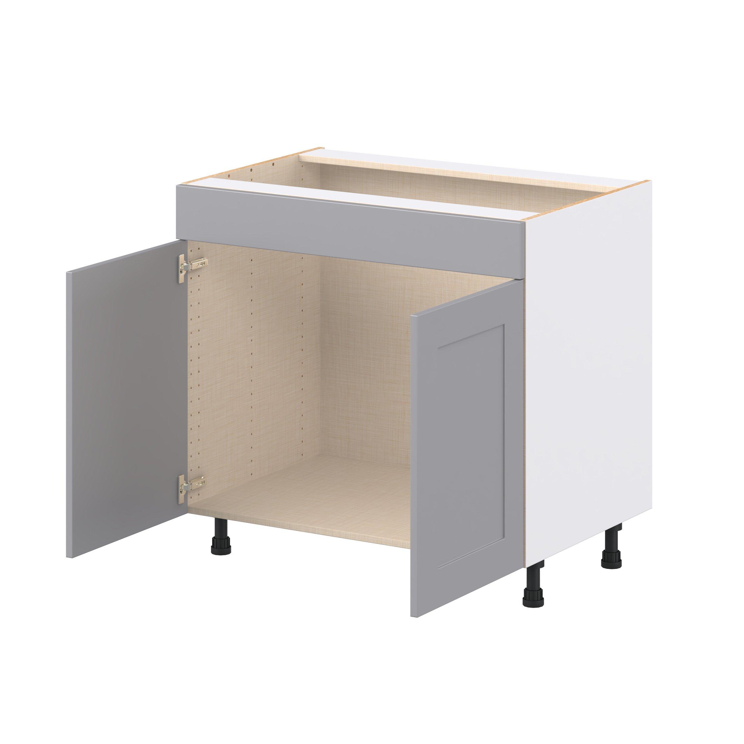 Candler 36 in. Painted Slate Gray Sink Base Cabinet with False Front