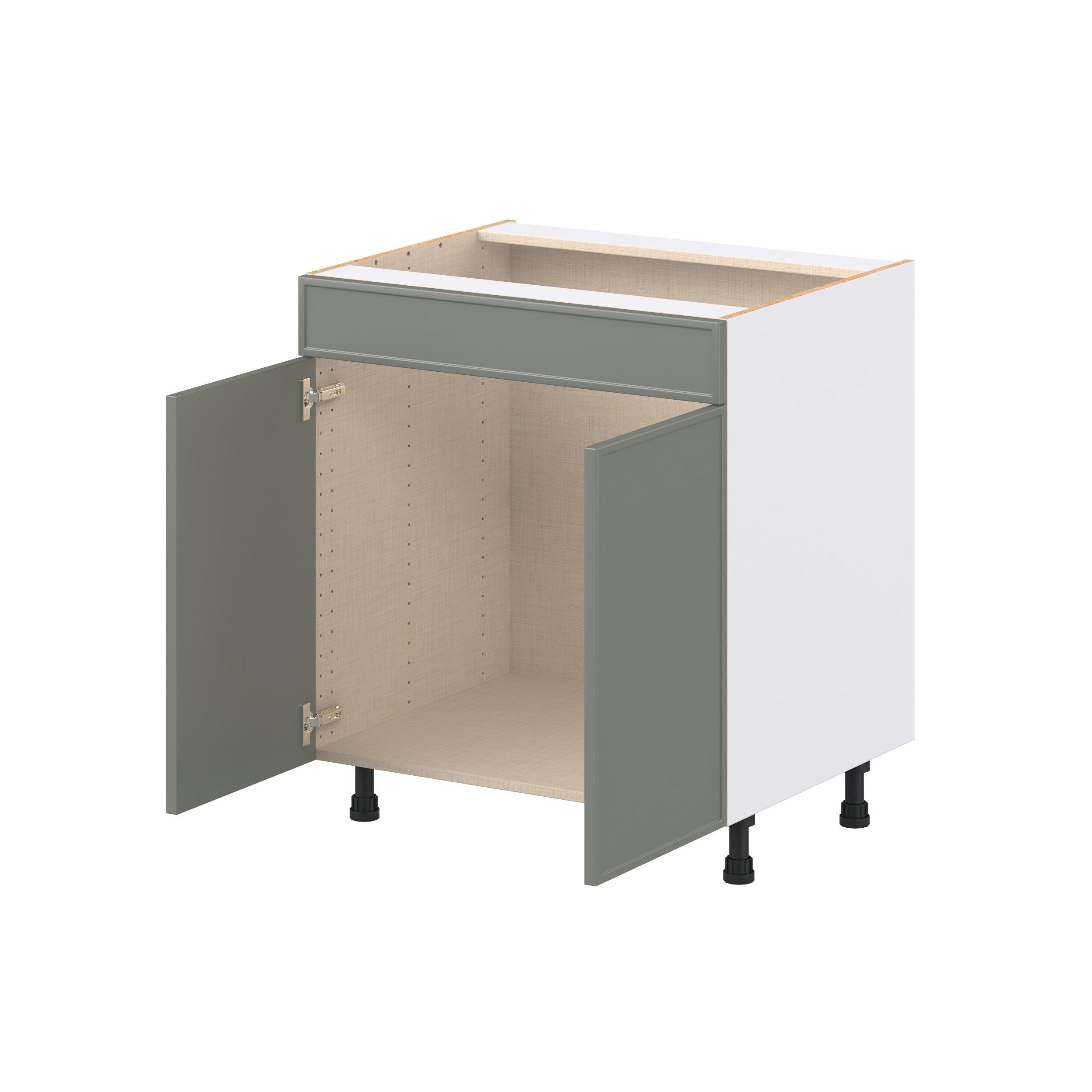 Linden 30 in. Painted Moss Green Sink Base Cabinet with False Front