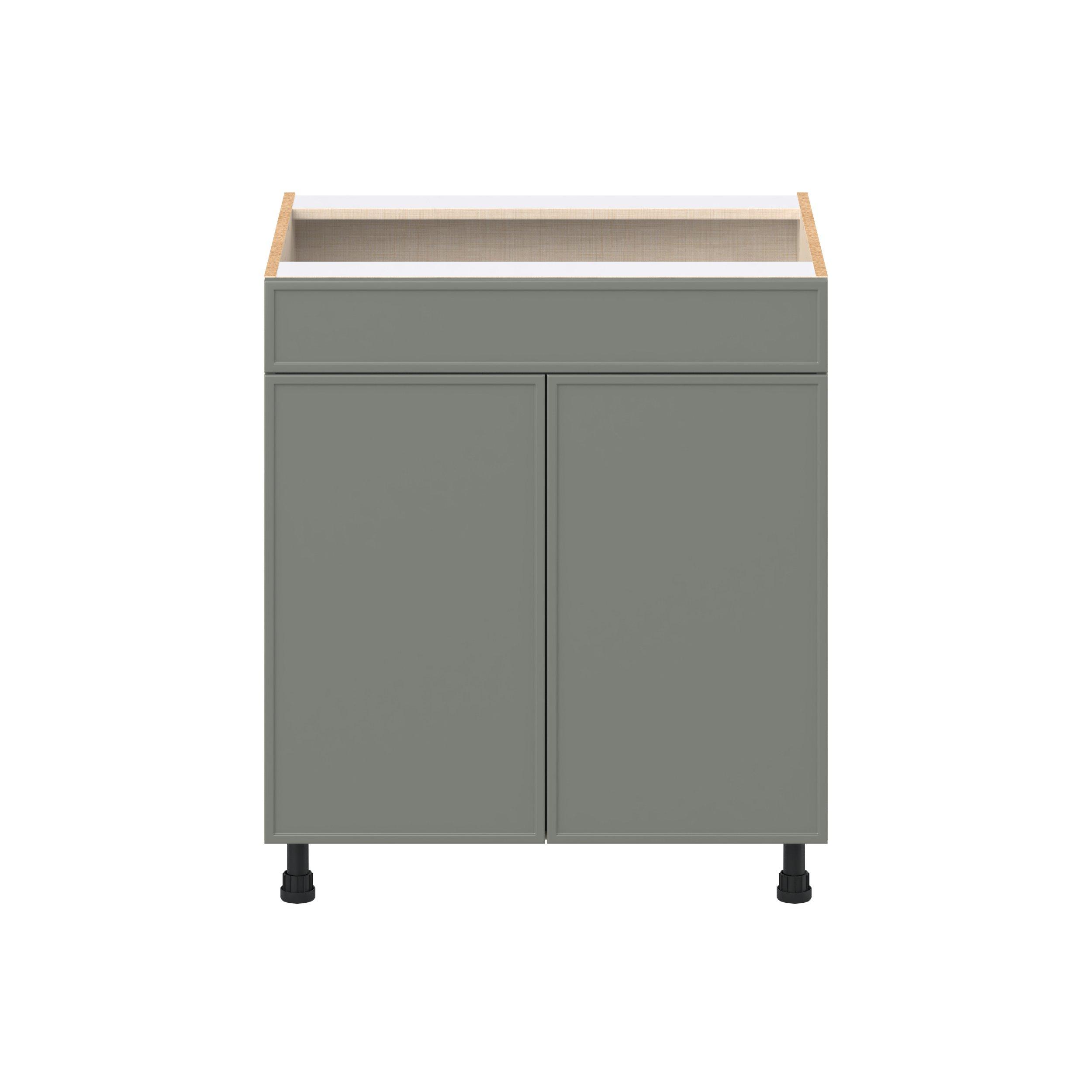 Linden 30 in. Painted Moss Green Sink Base Cabinet with False Front