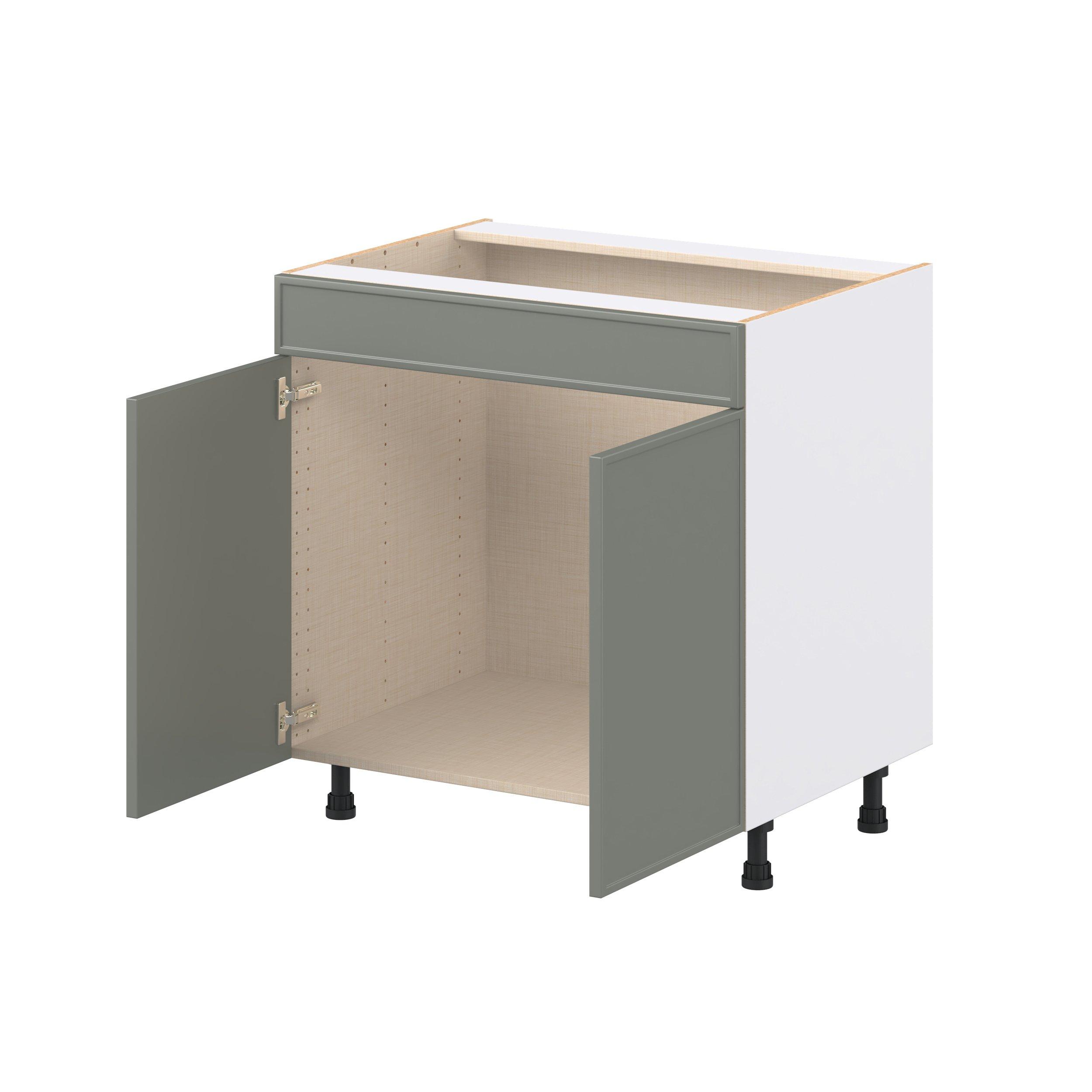 Linden 33 in. Painted Moss Green Sink Base Cabinet with False Front