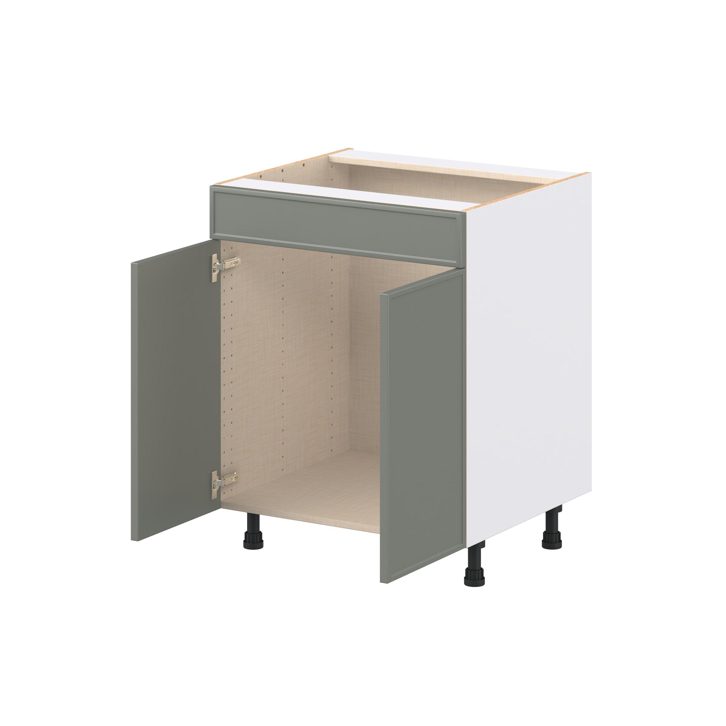 Linden 27 in. Painted Moss Green Sink Base Cabinet with False Front