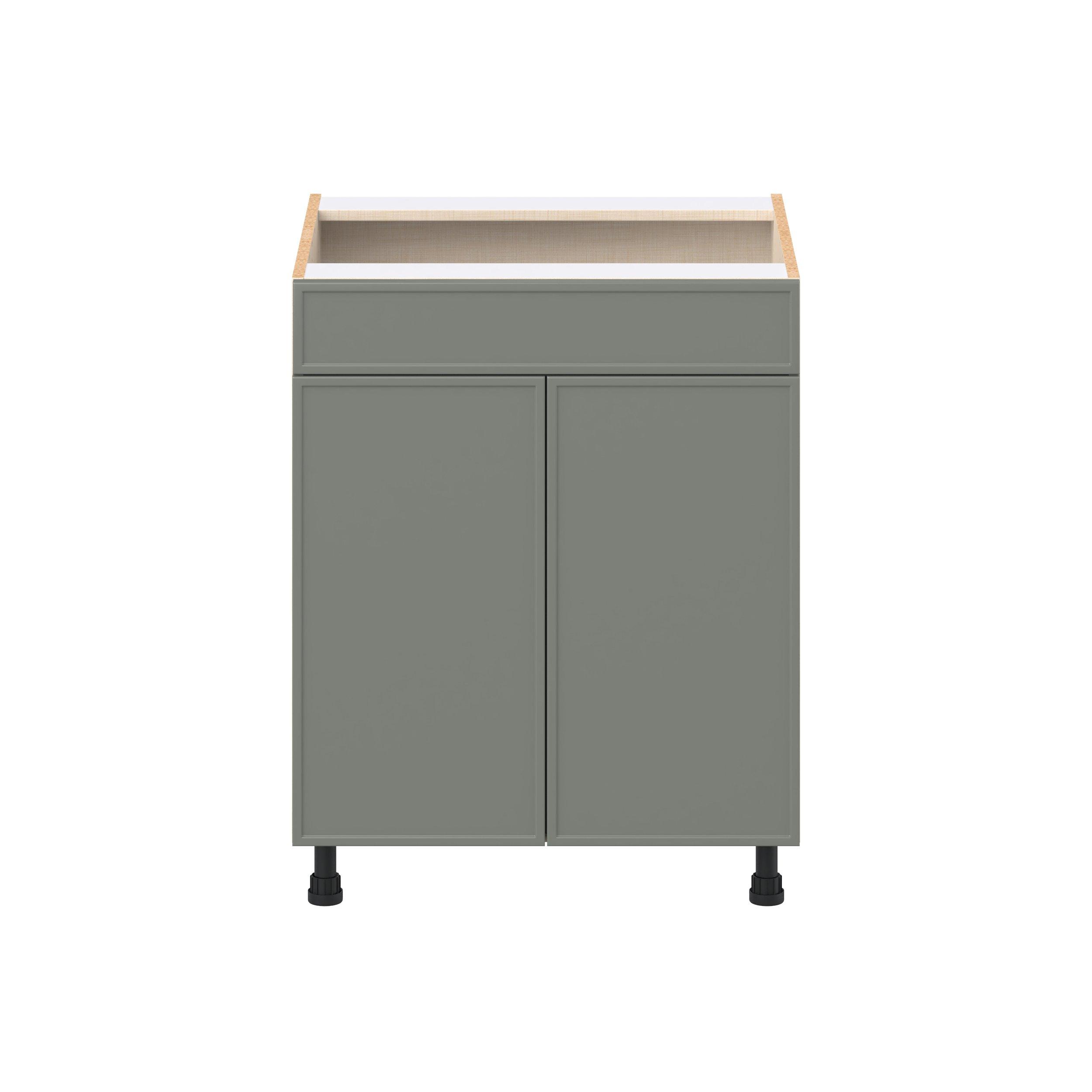 Linden 27 in. Painted Moss Green Sink Base Cabinet with False Front