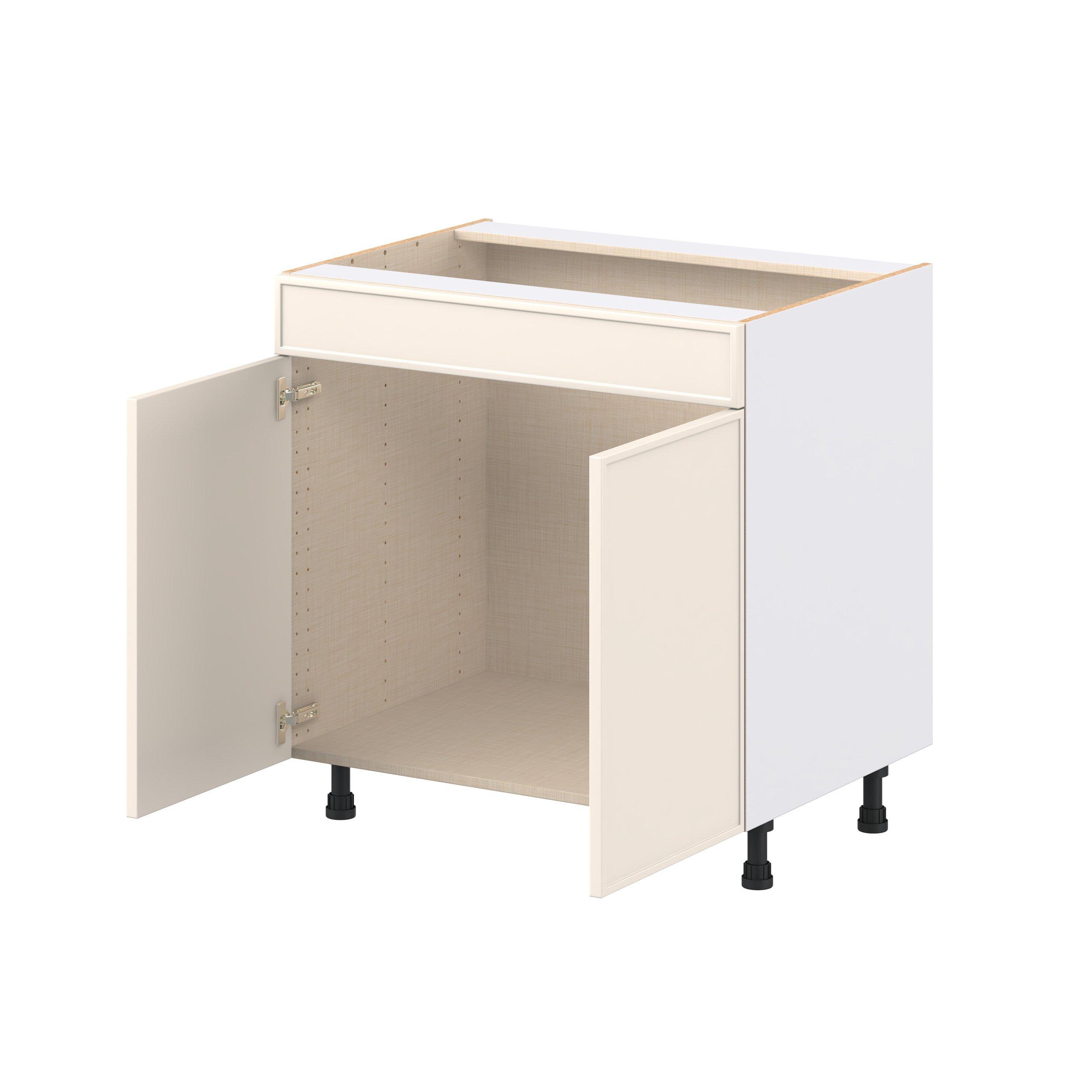 Linden 33 in. Painted Washed Linen Sink Base Cabinet with False Front