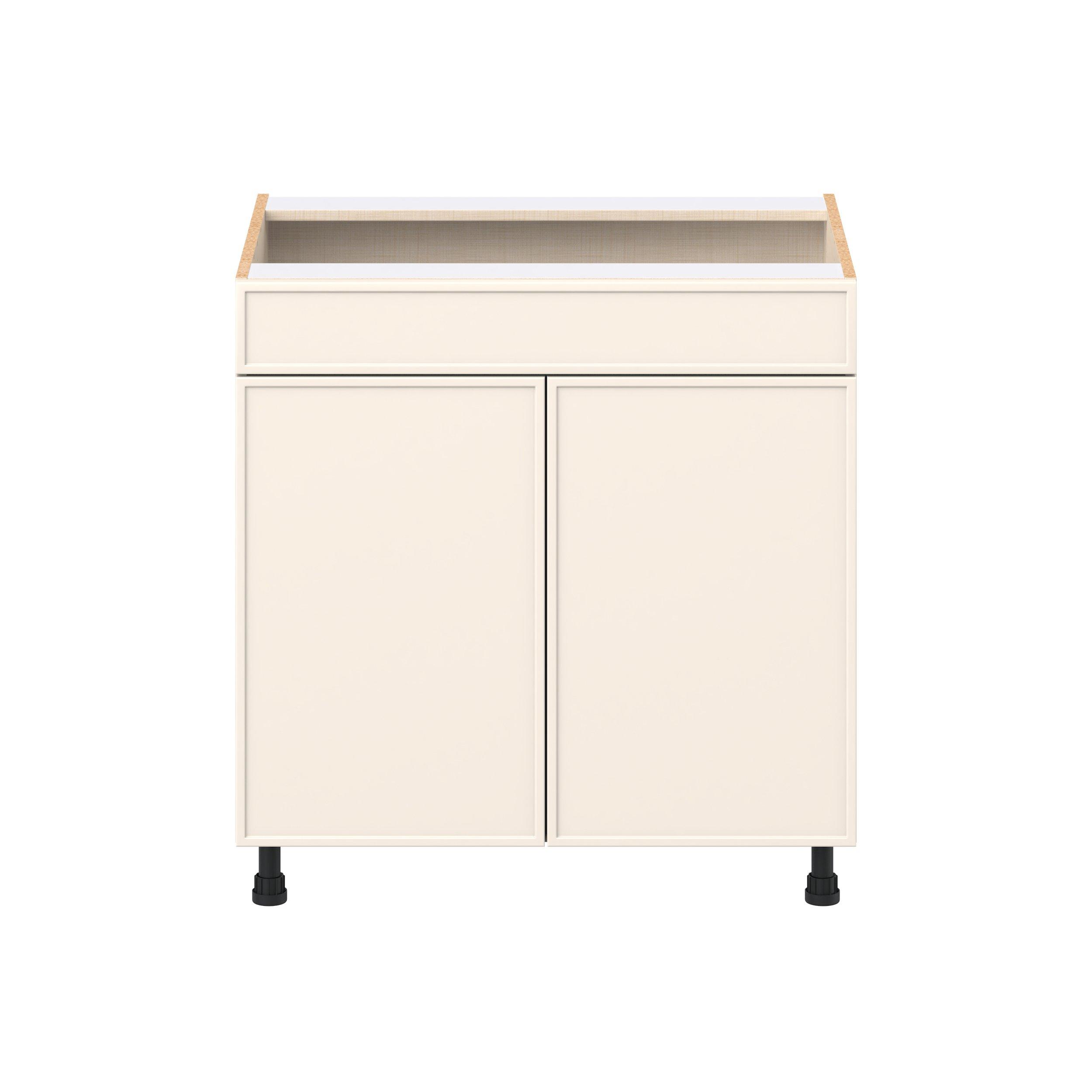 Linden 33 in. Painted Washed Linen Sink Base Cabinet with False Front