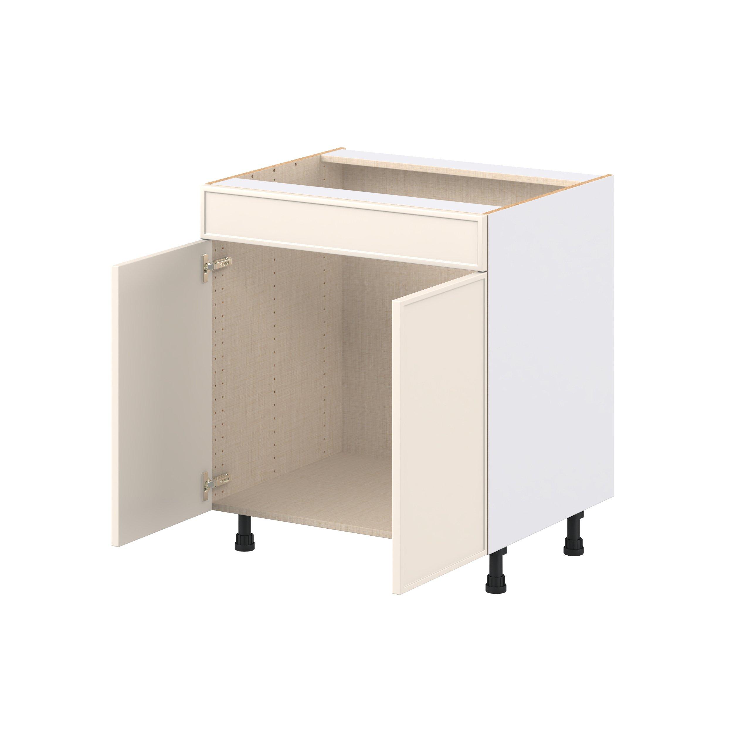Linden 30 in. Painted Washed Linen Sink Base Cabinet with False Front