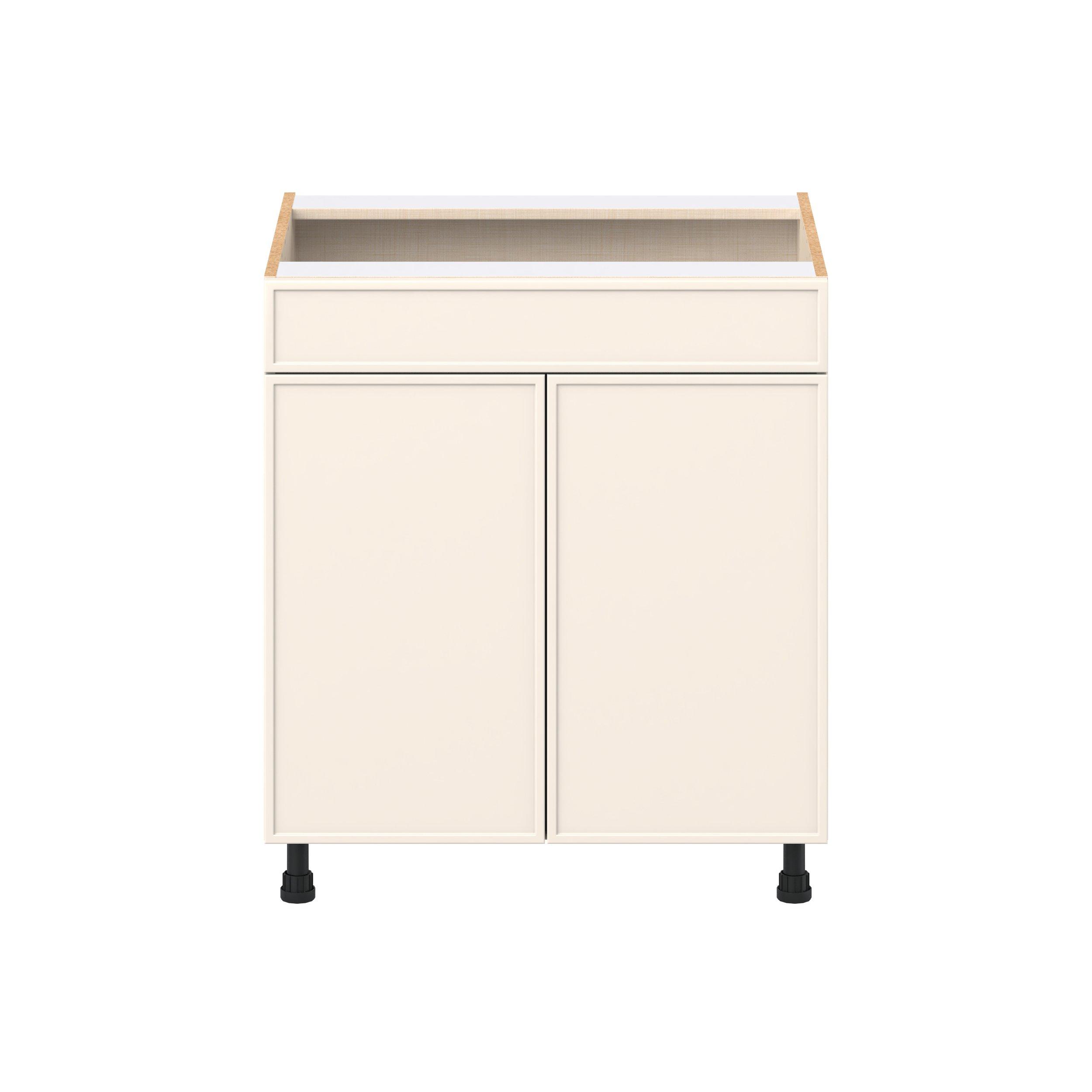 Linden 30 in. Painted Washed Linen Sink Base Cabinet with False Front