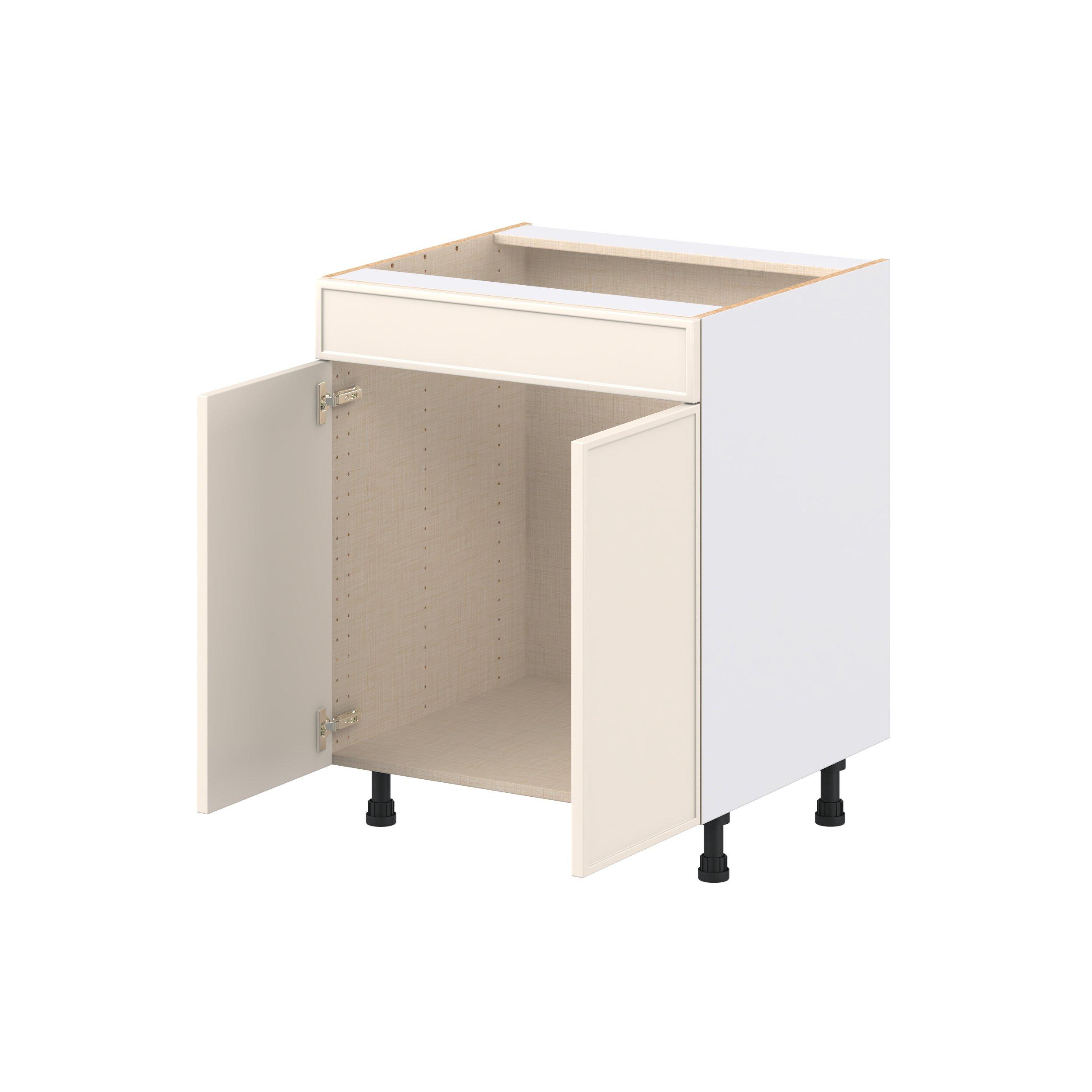 Linden 27 in. Painted Washed Linen Sink Base Cabinet with False Front