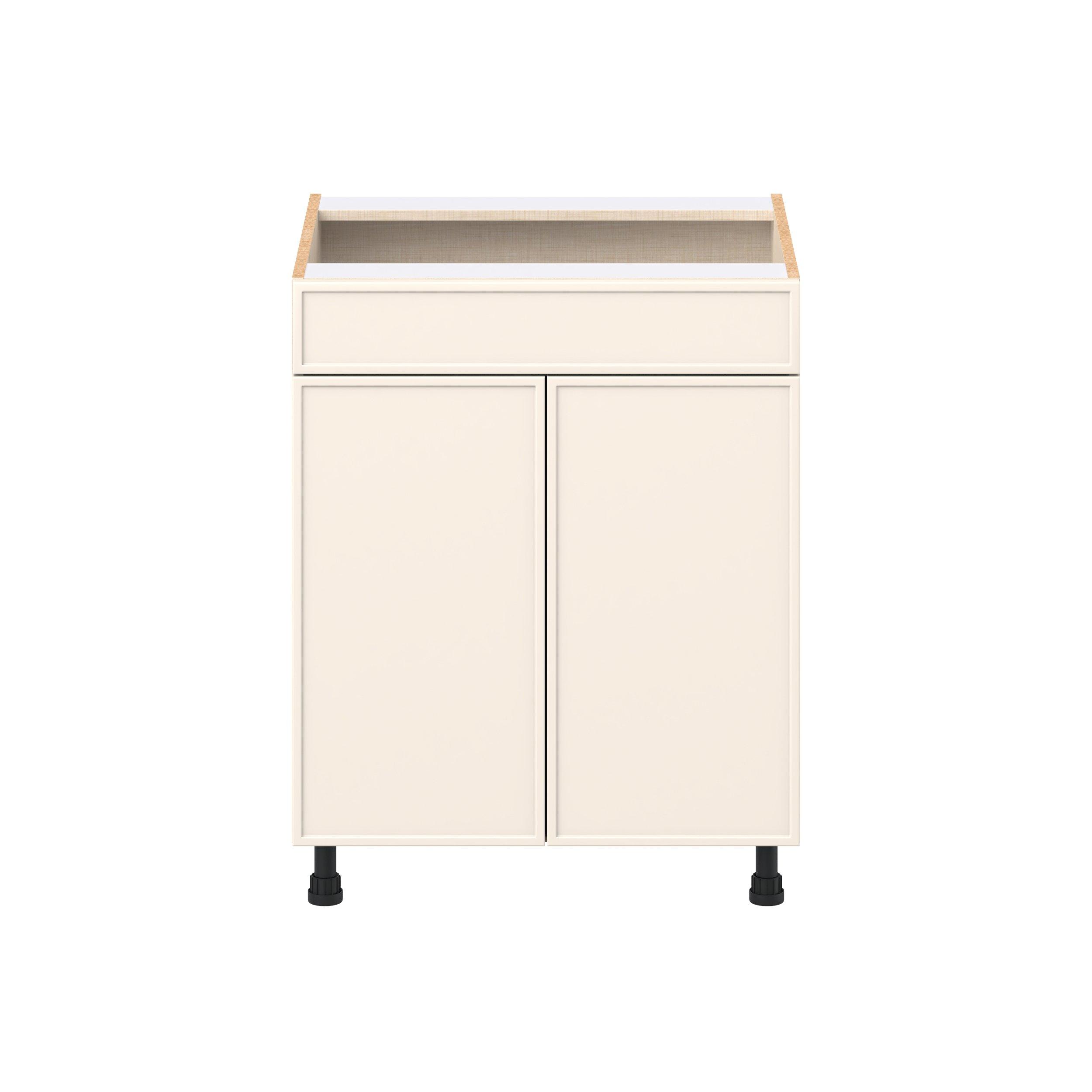 Linden 27 in. Painted Washed Linen Sink Base Cabinet with False Front