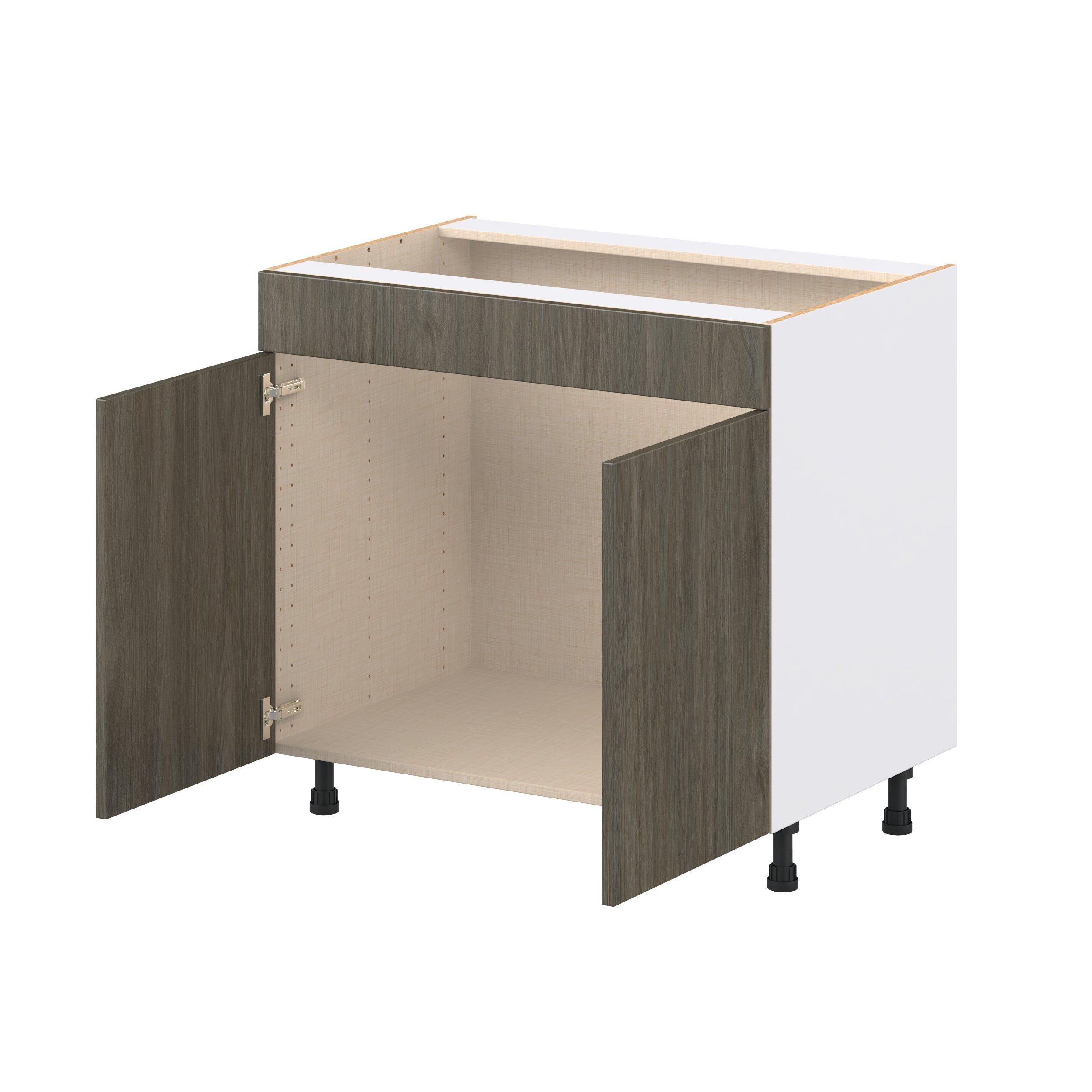 Glenwood 36 in. Burnt Walnut Sink Base Cabinet with False Front