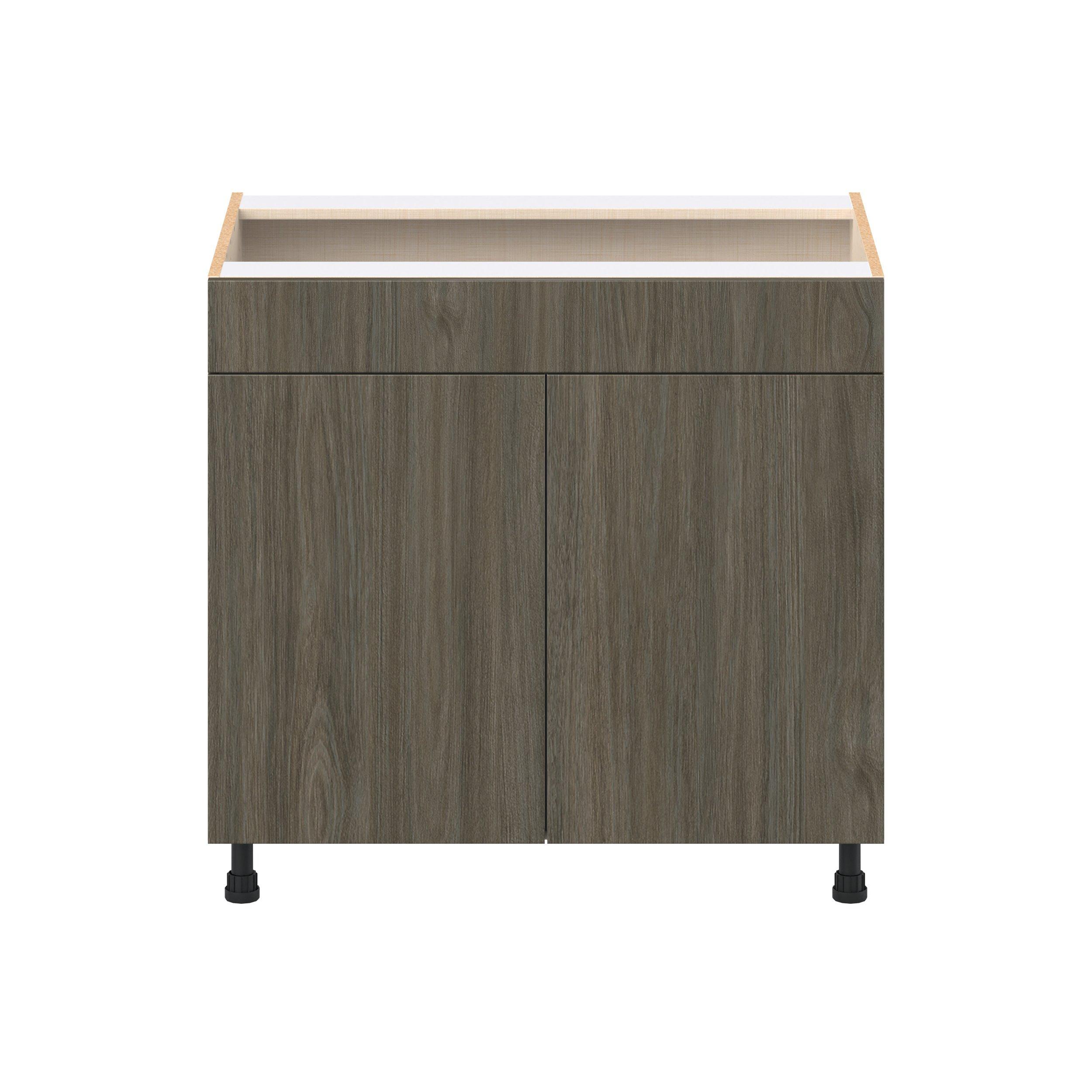 Glenwood 36 in. Burnt Walnut Sink Base Cabinet with False Front